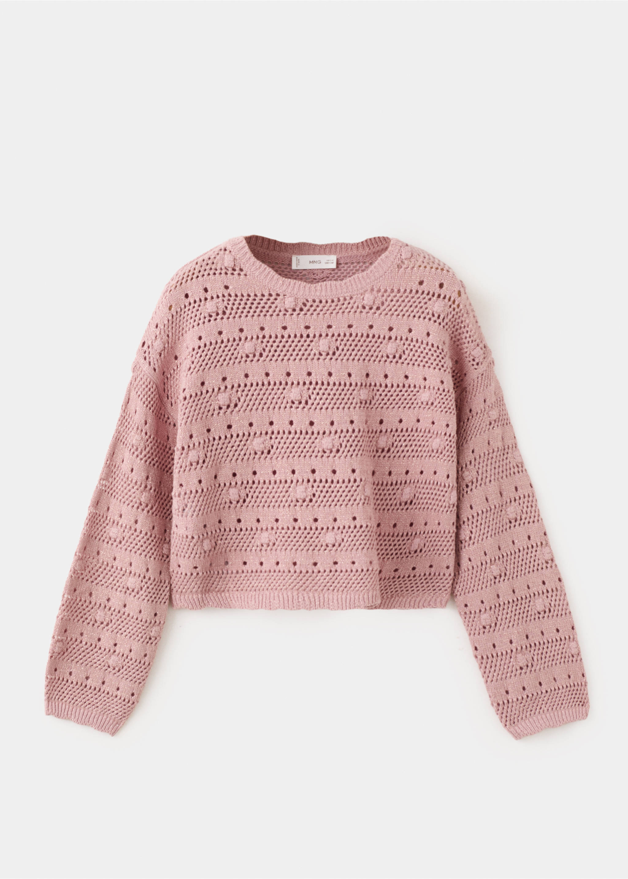 Openwork lurex knit sweater - Article without model, Pink. Ref: 27056351-00.