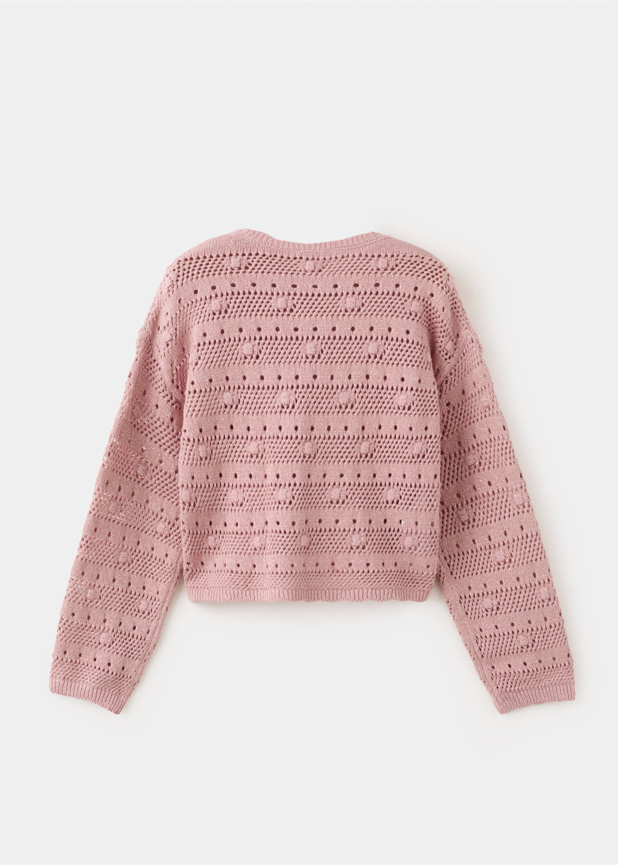 Openwork lurex knit sweater - Reverse of the article, Pink. Ref: 27056351-00.