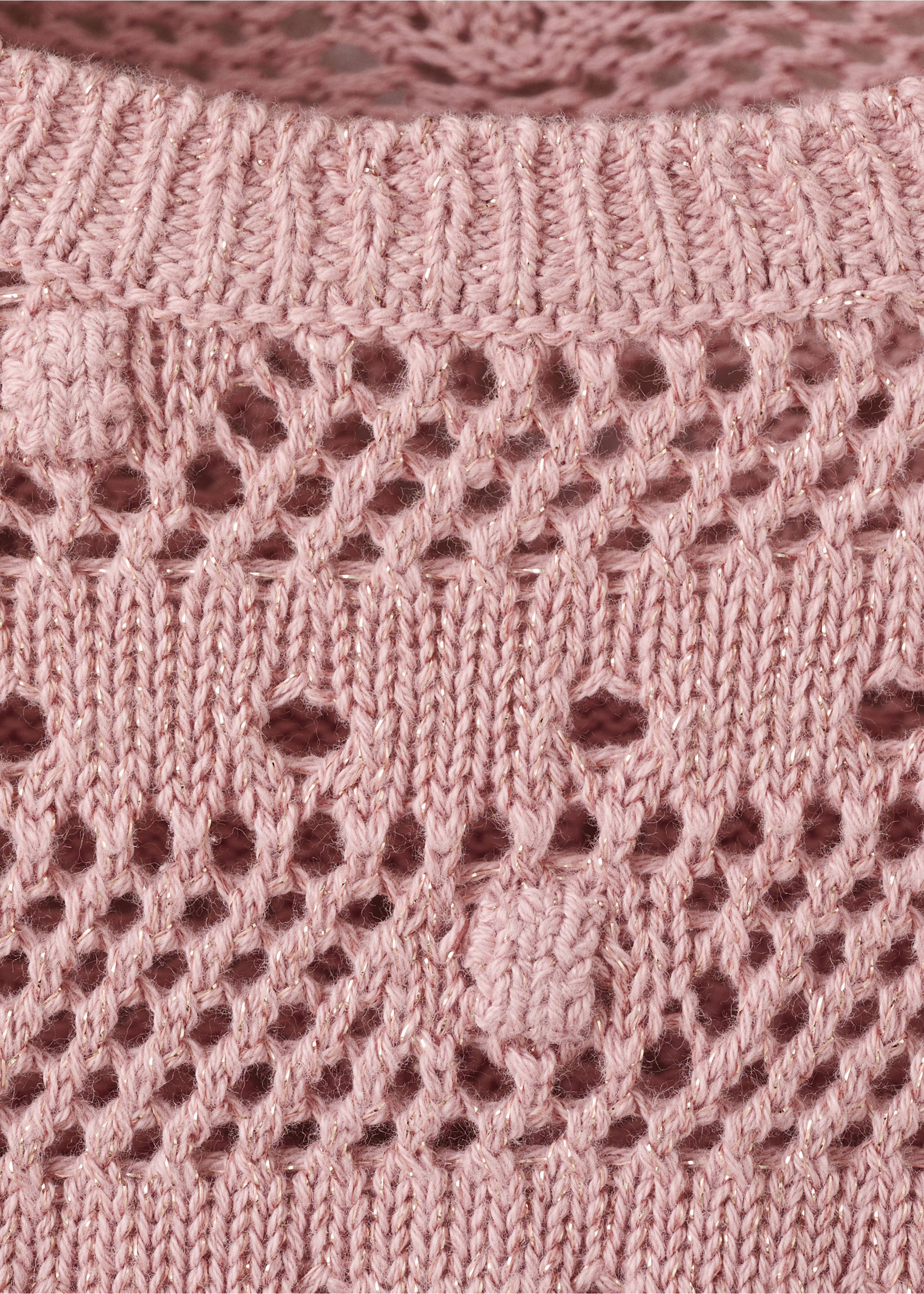 Openwork lurex knit sweater - Details of the article 8, Pink. Ref: 27056351-00.