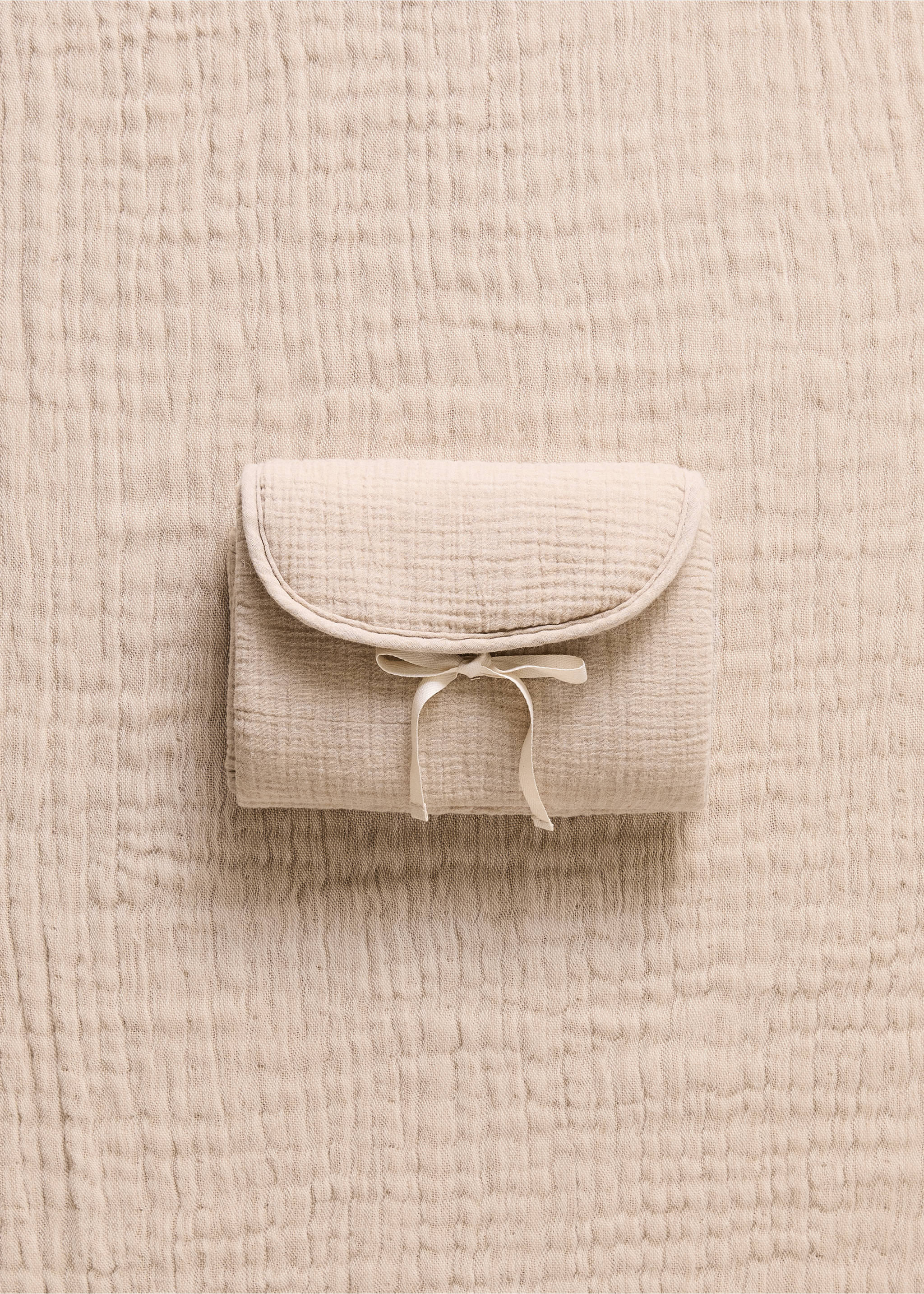 Baby changing mat in cotton gauze - General plane, Beige. Ref: 27056357-00.