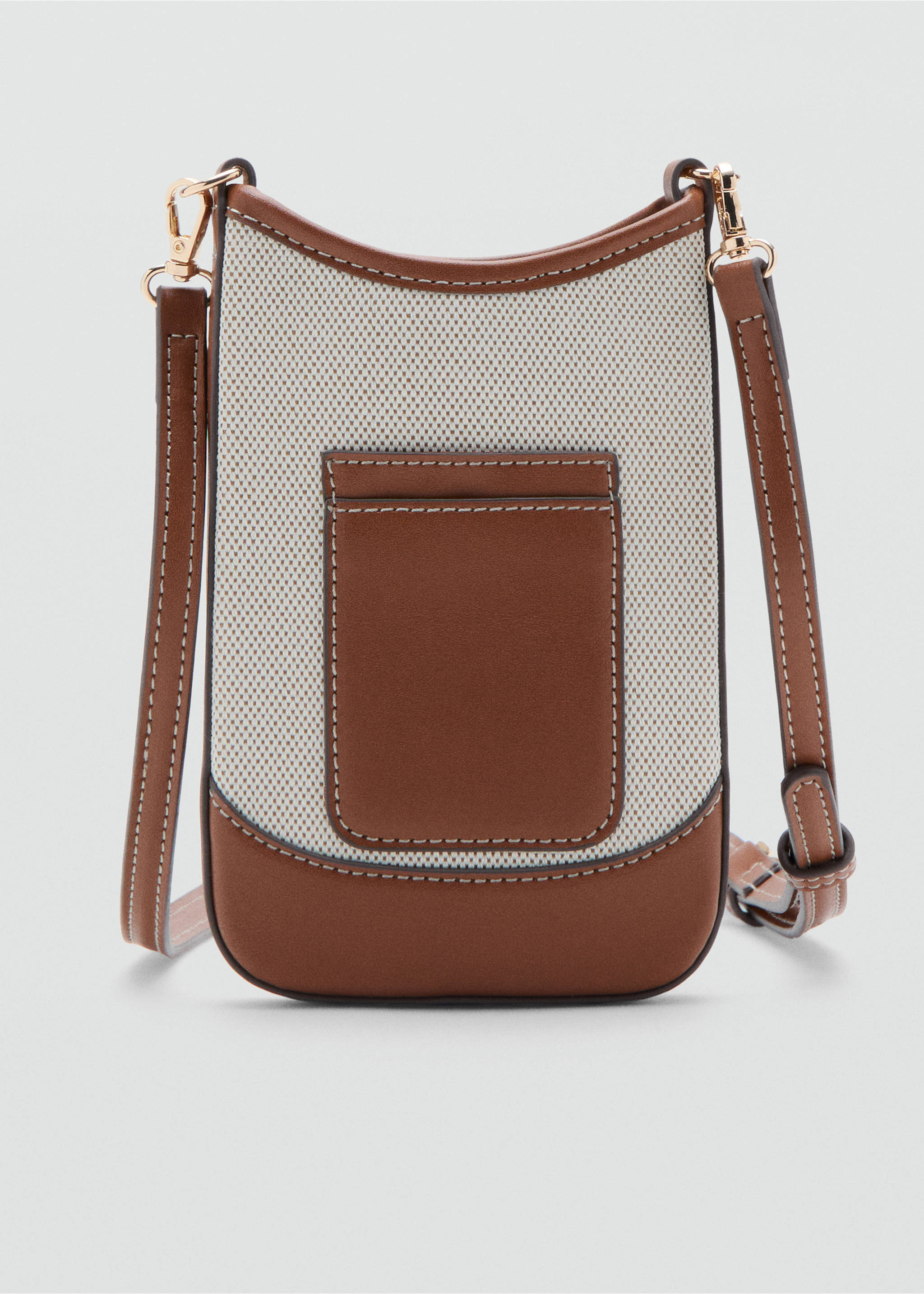 Canvas crossbody mobile case - Details of the article 2, Beige. Ref: 27056358-00.