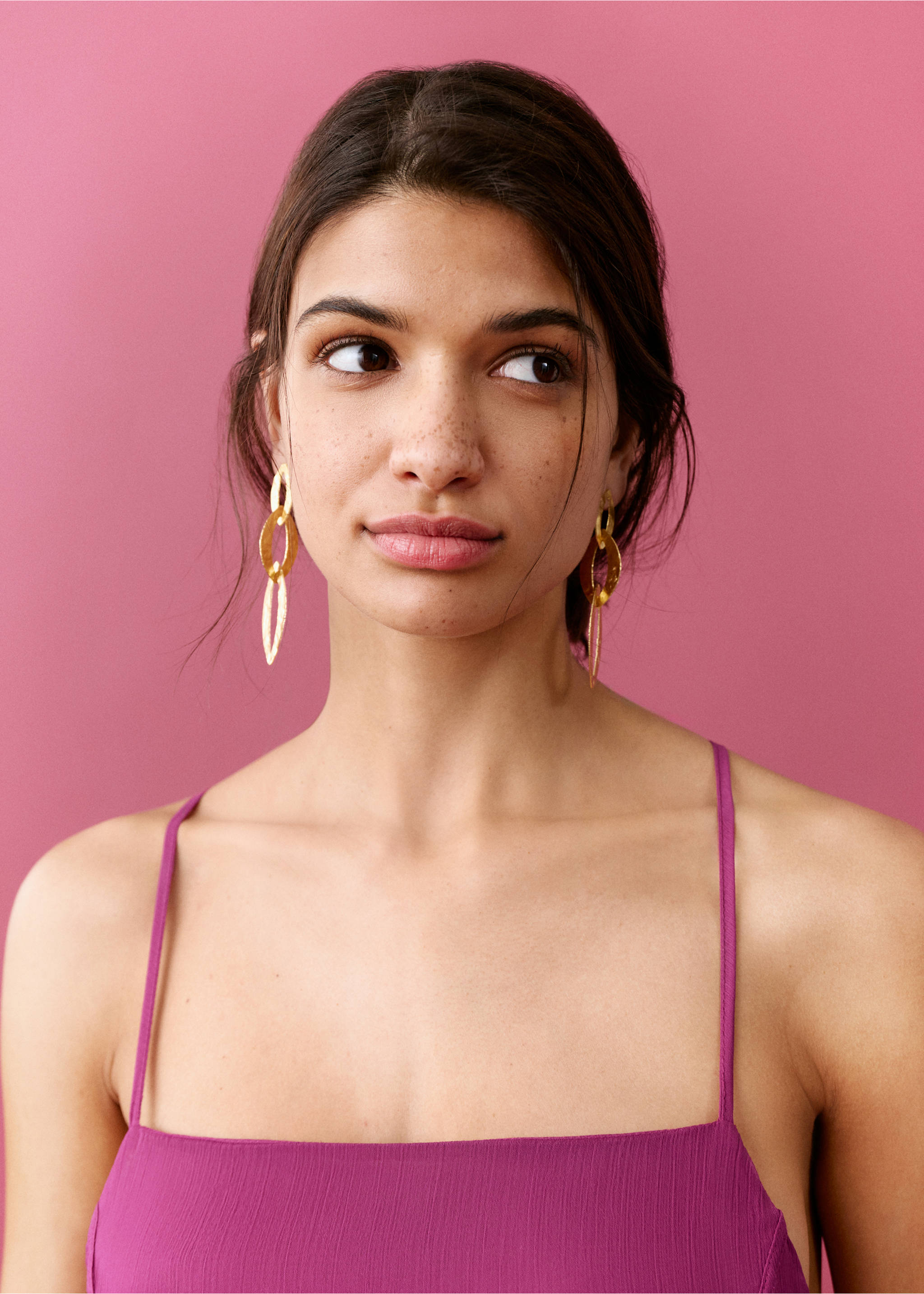 Vestido fluido com costas cruzadas - Pormenor do artigo 1, Fúcsia. Ref: 27056361-00.