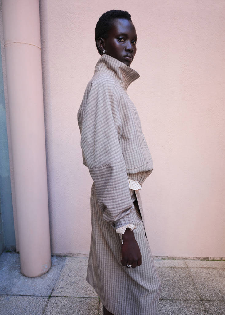 Check wrap skirt