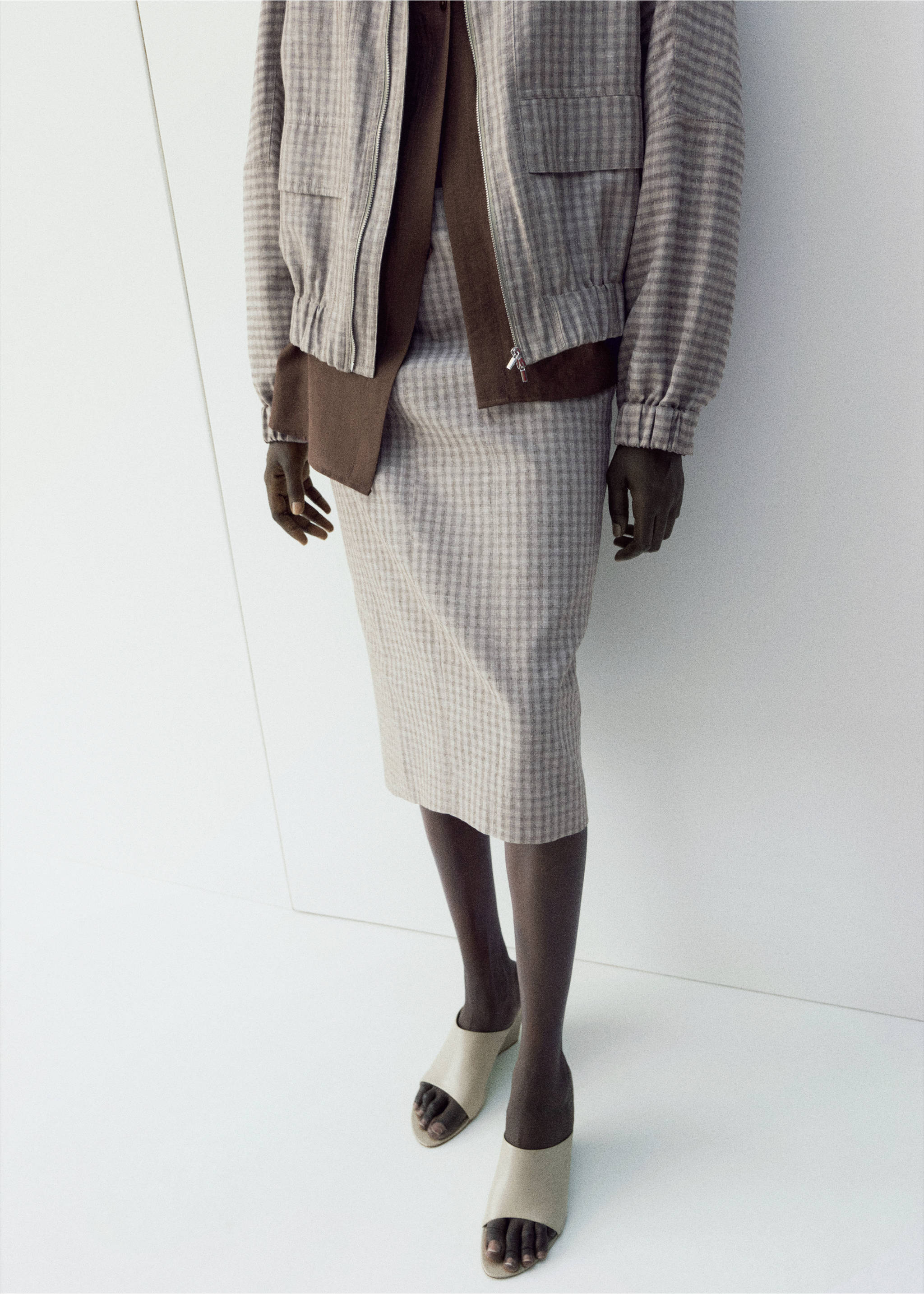 Check wrap skirt - Medium plane, Light/Pastel Grey. Ref: 27056362-01.
