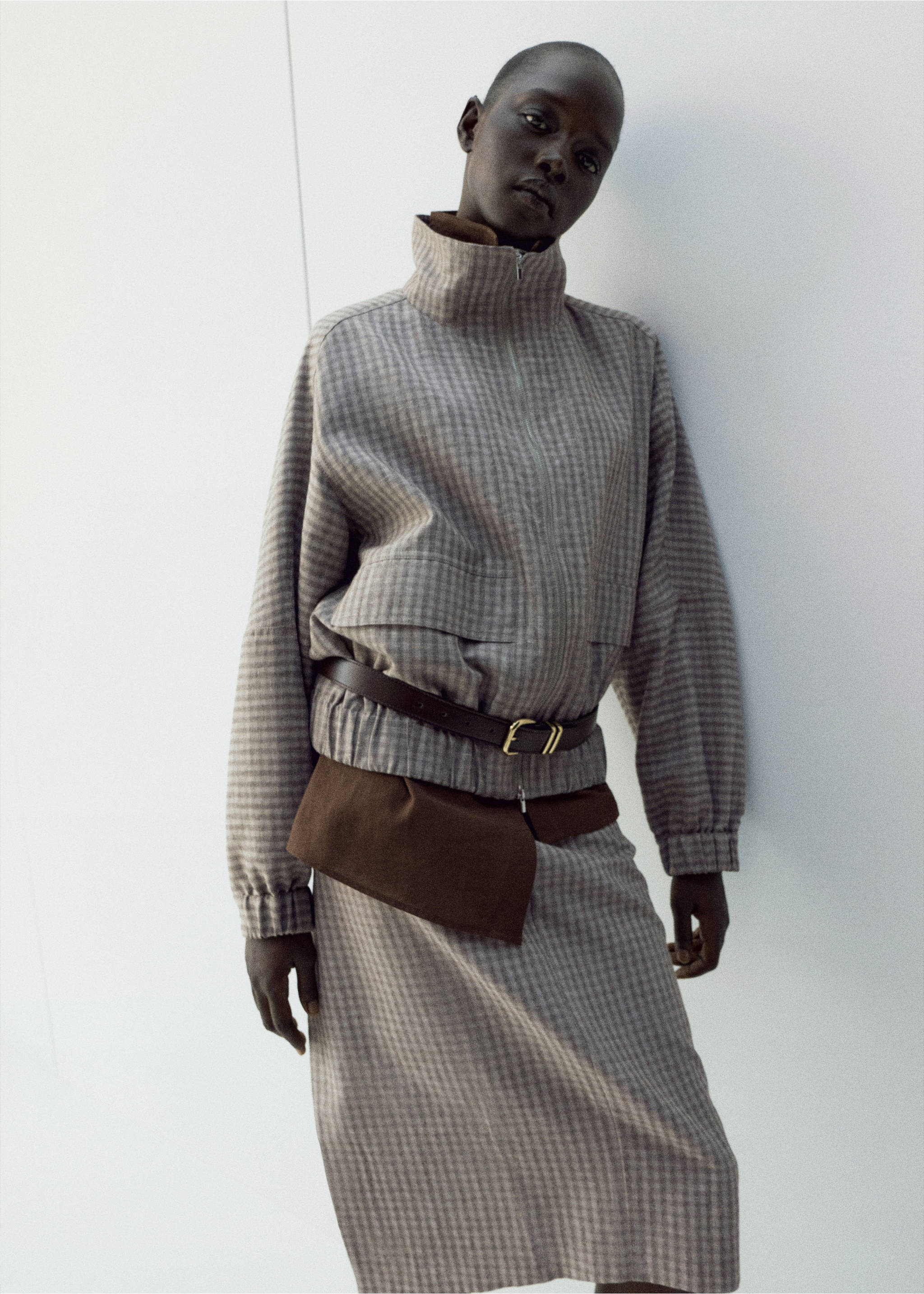 Check wrap skirt - Details of the article 1, Light/Pastel Grey. Ref: 27056362-01.