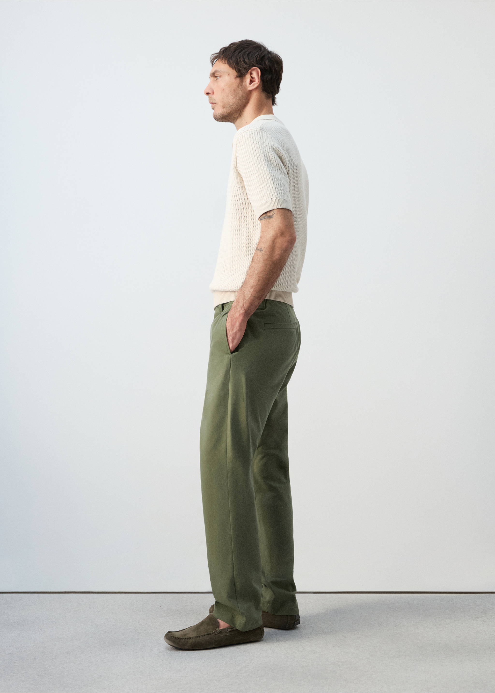 Pantalons xinesos regular fit - Detall de l'article 2, Verd bosc. Ref: 27056709-00.
