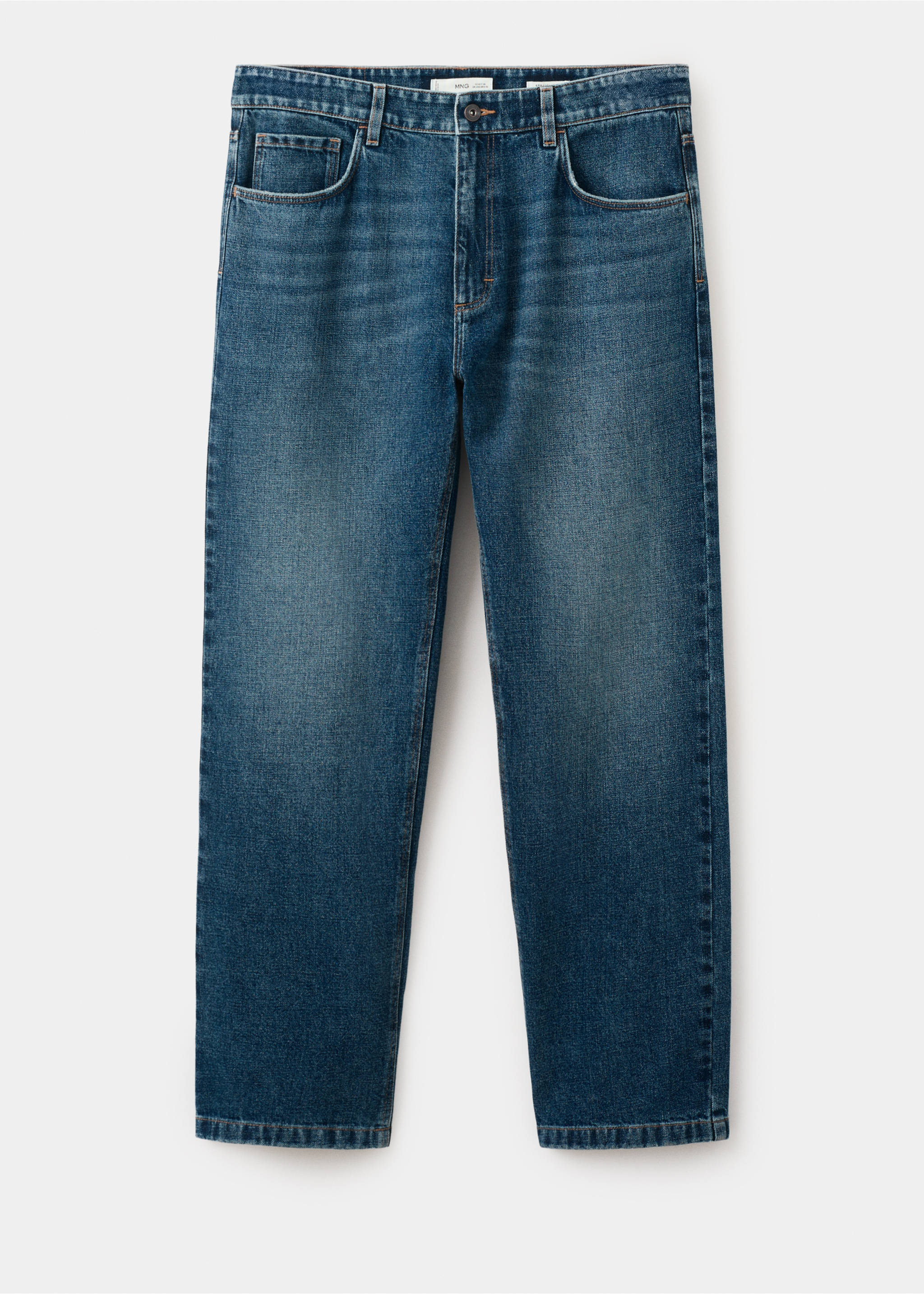 Celana jeans straight-fit katun linen - Barang tanpa model, Biru Vintage Tua. Ref: 27056711-00.