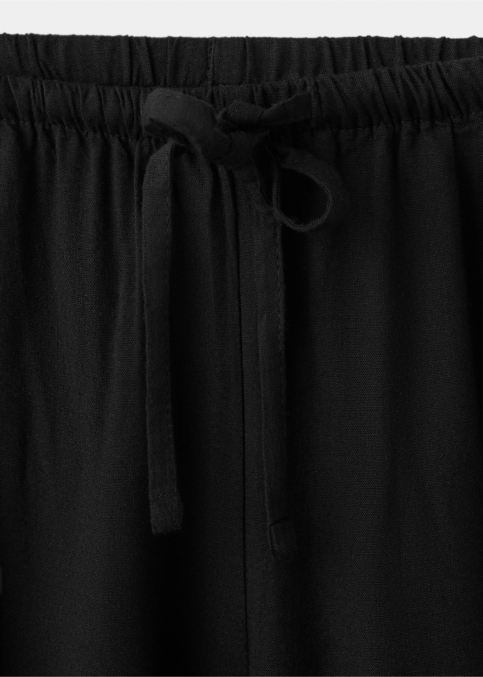 Straight linen-blend trousers - Details of the article 8, Black. Ref: 27056714-00.