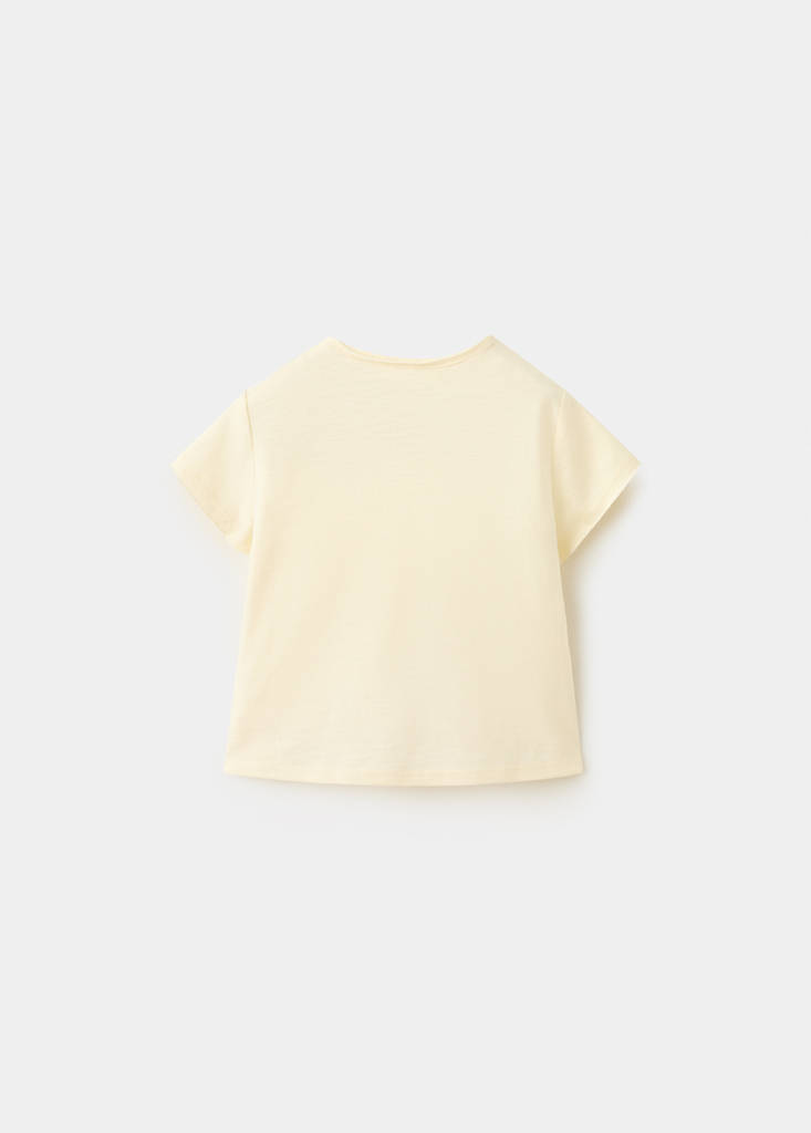 Printed cotton-blend t-shirt — Yellow