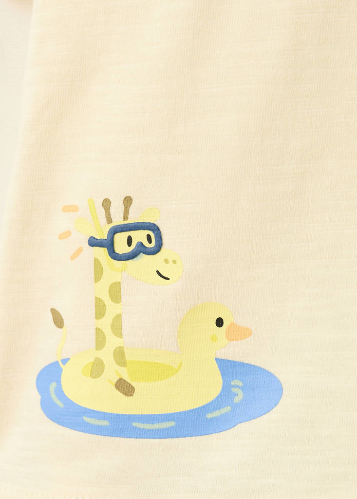 Printed cotton-blend t-shirt — Yellow