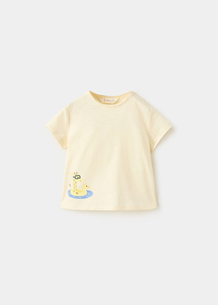 Printed cotton-blend t-shirt — Yellow