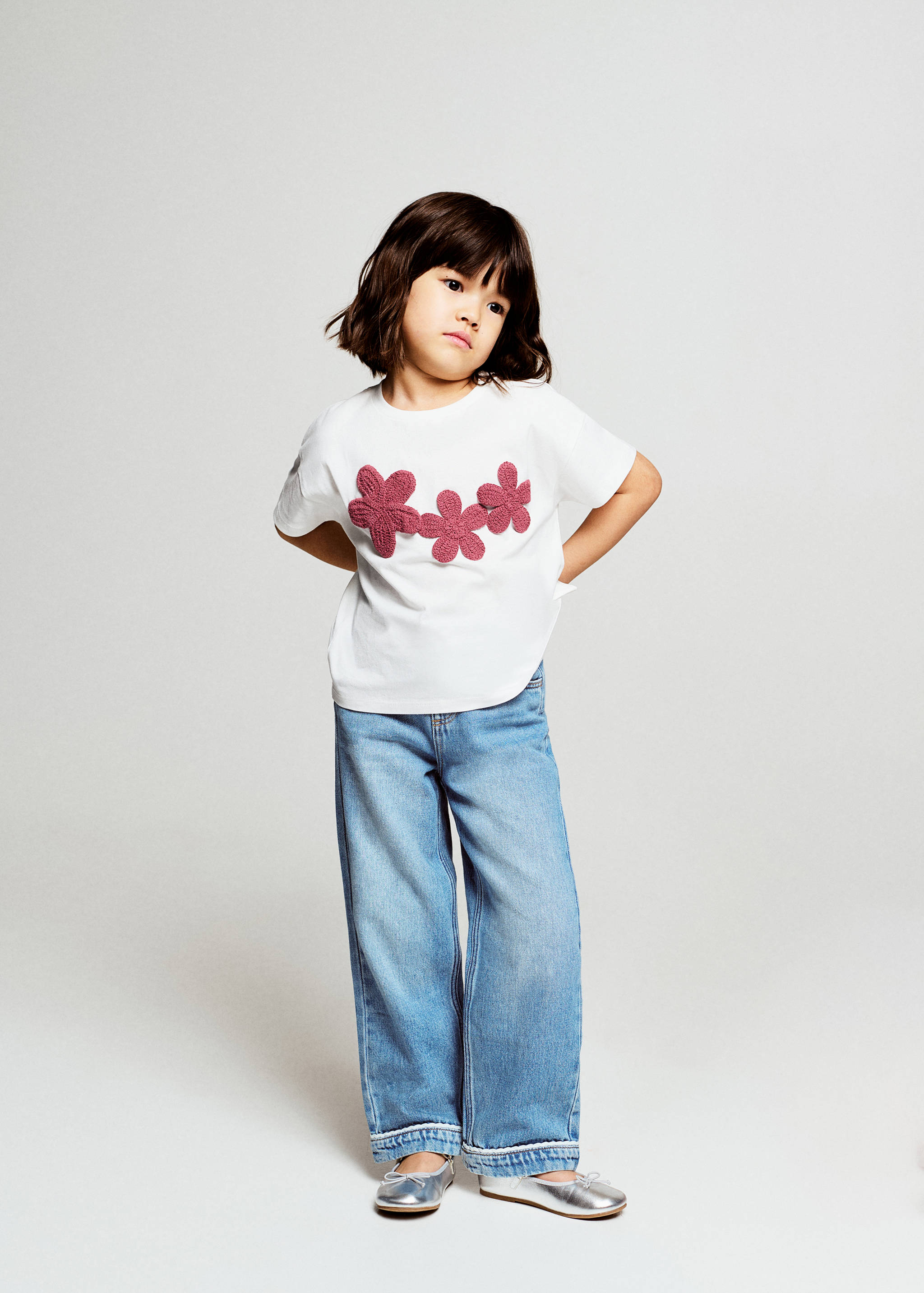 Camiseta algodón bordado flores - Plano general