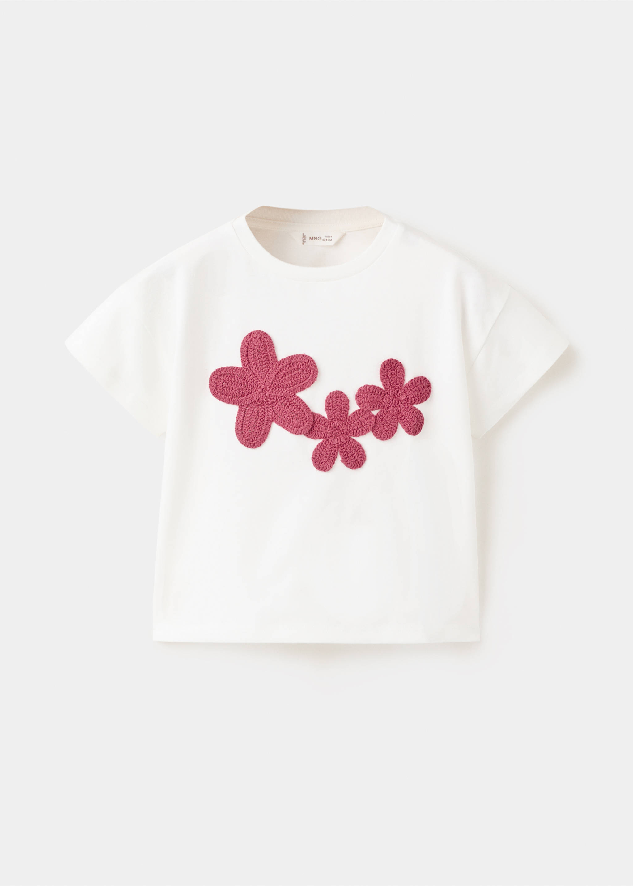 T-shirt de algodão com bordado floral - Artigo sem modelo, Branco-pérola. Ref: 27056717-00.
