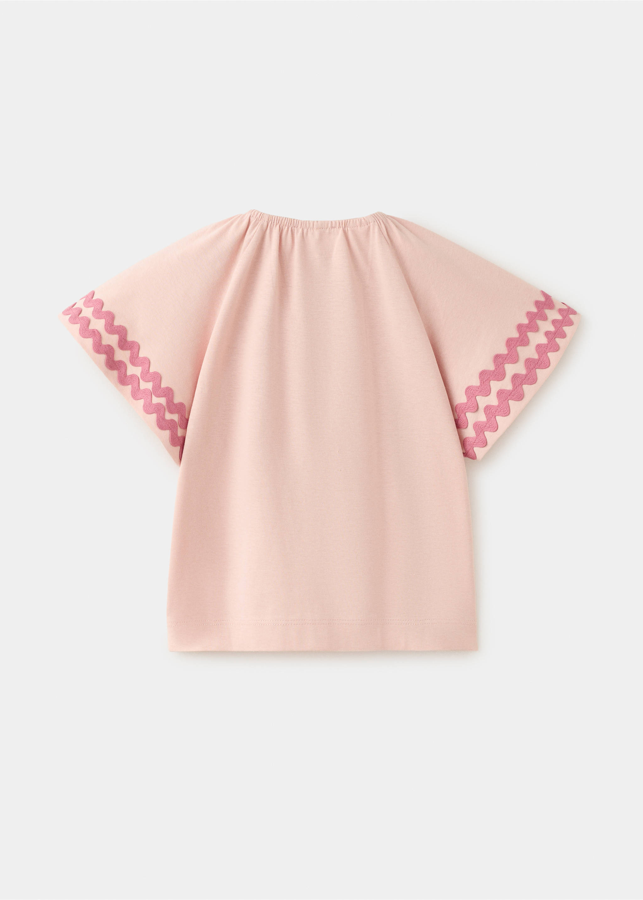 Cotton t-shirt with contrasting trim - Reverse of the article, Pink. Ref: 27056718-00.