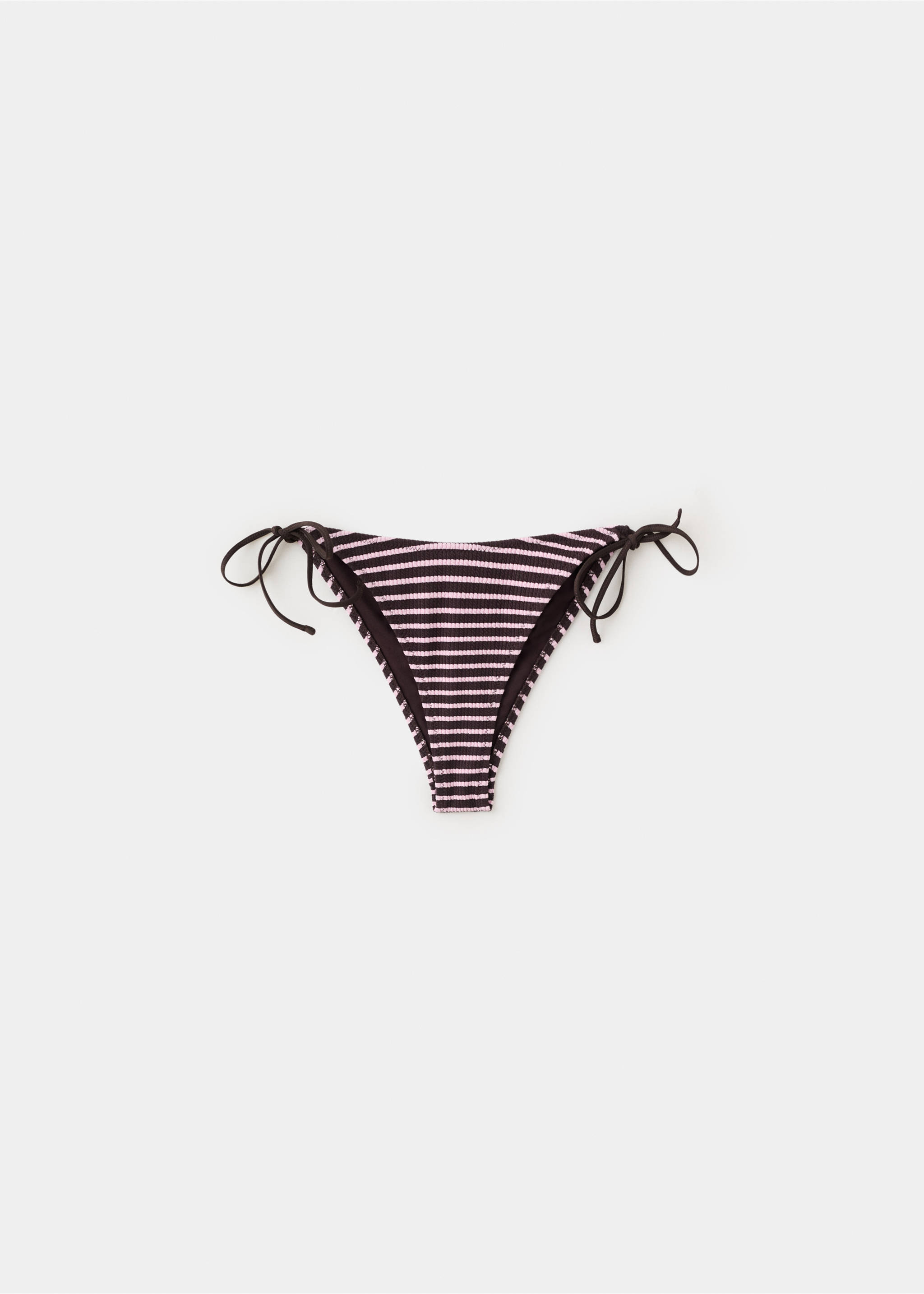 Cheeky ribbed striped bikini briefs - Article without model, Chocolate. Ref: 27056720-00.