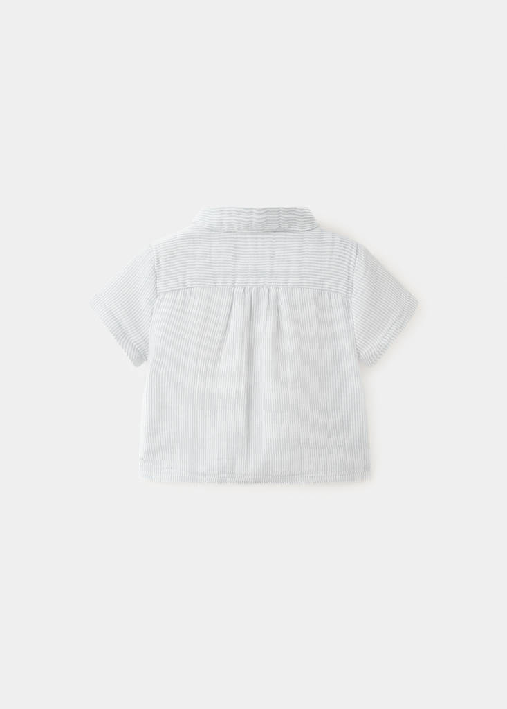 Striped cotton shirt — Sky Blue