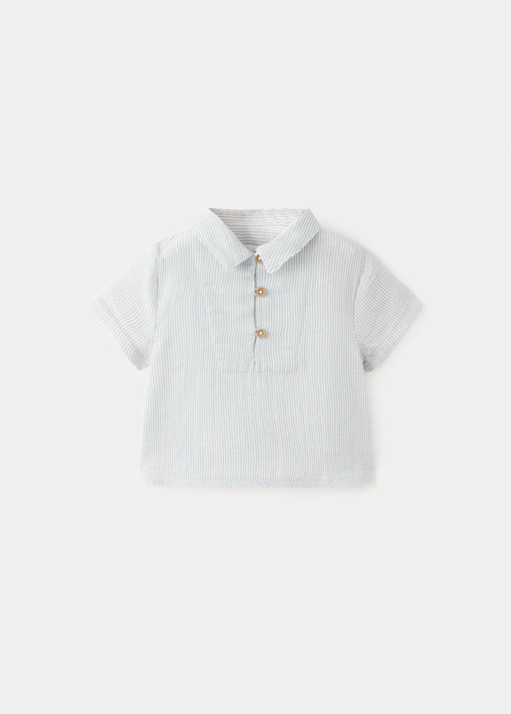 Striped cotton shirt — Sky Blue