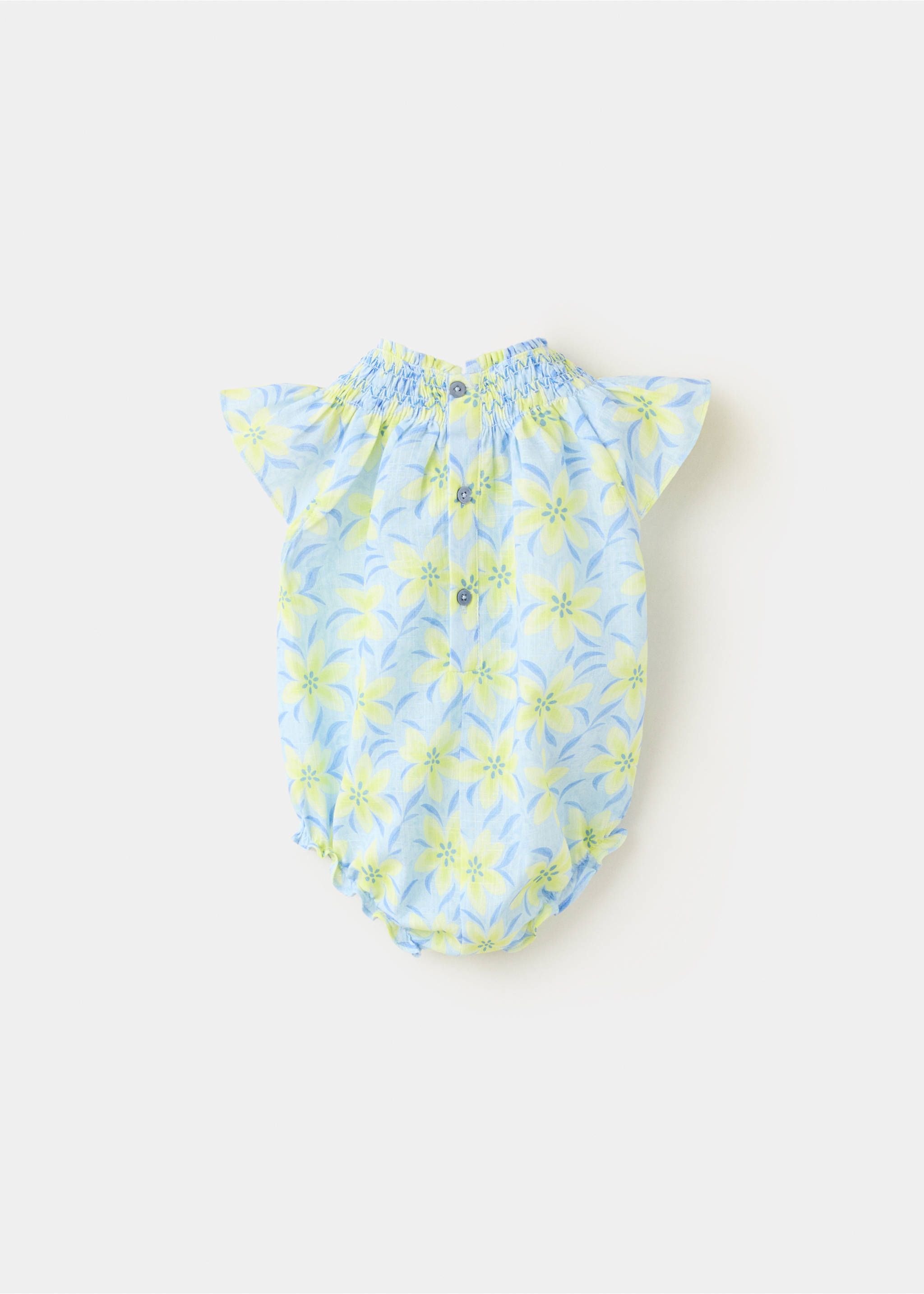 Floral-print romper suit - Reverse of the article, Yellow. Ref: 27056724-00.