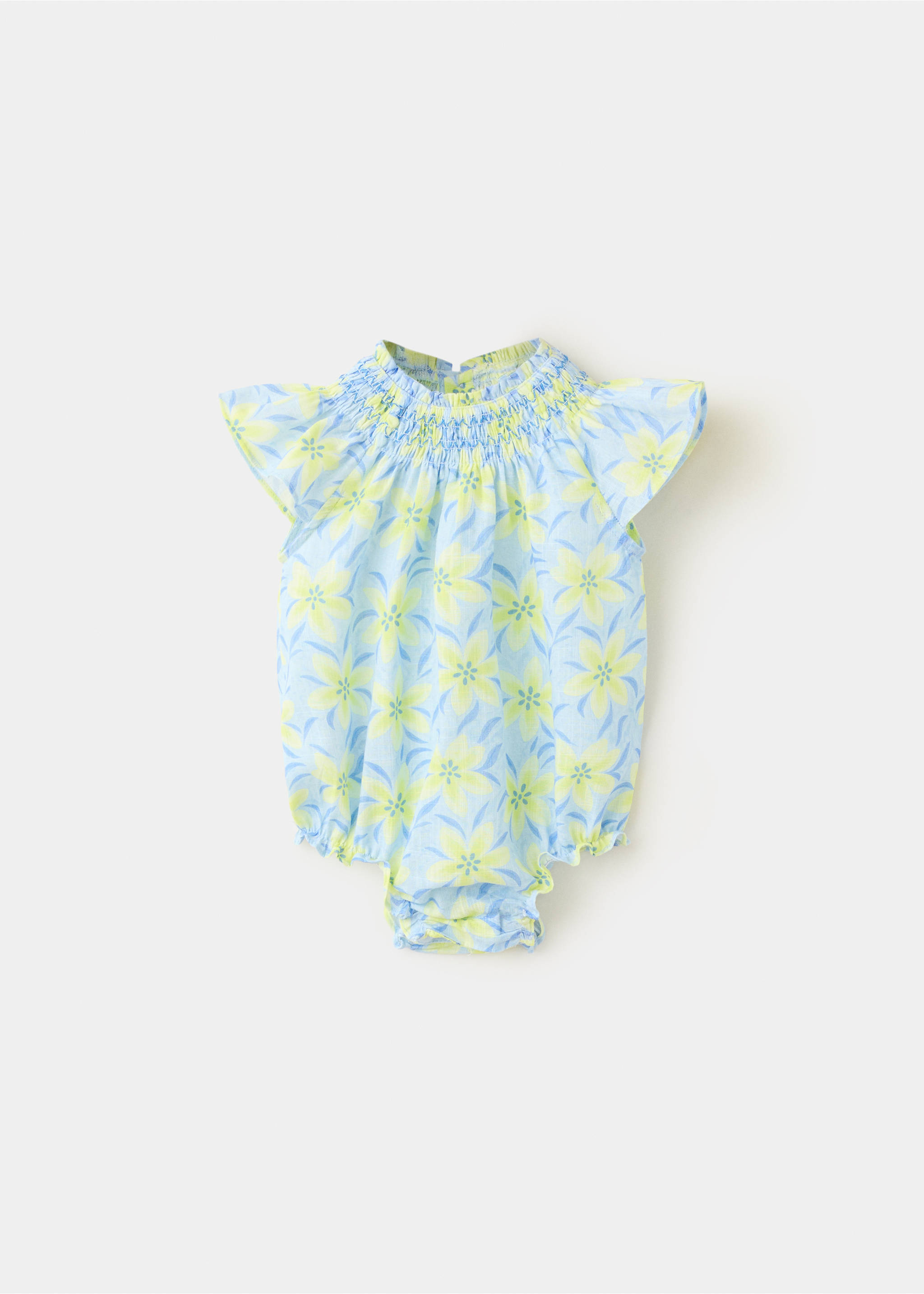 Floral-print romper suit - Article without model, Yellow. Ref: 27056724-00.
