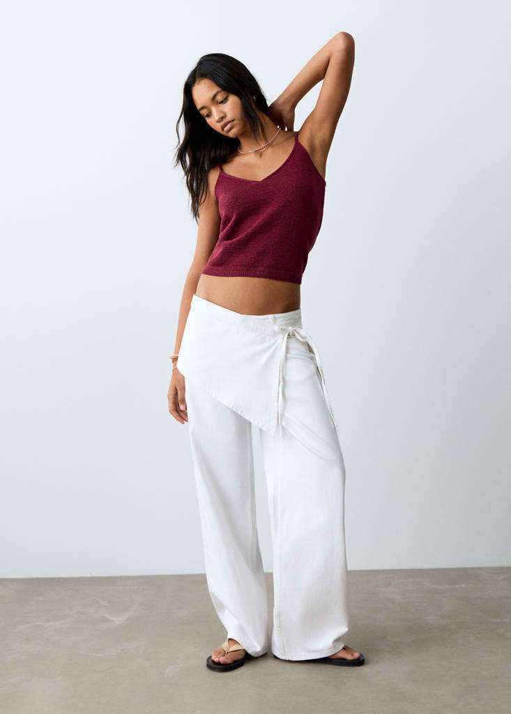 Knit strap top — Maroon