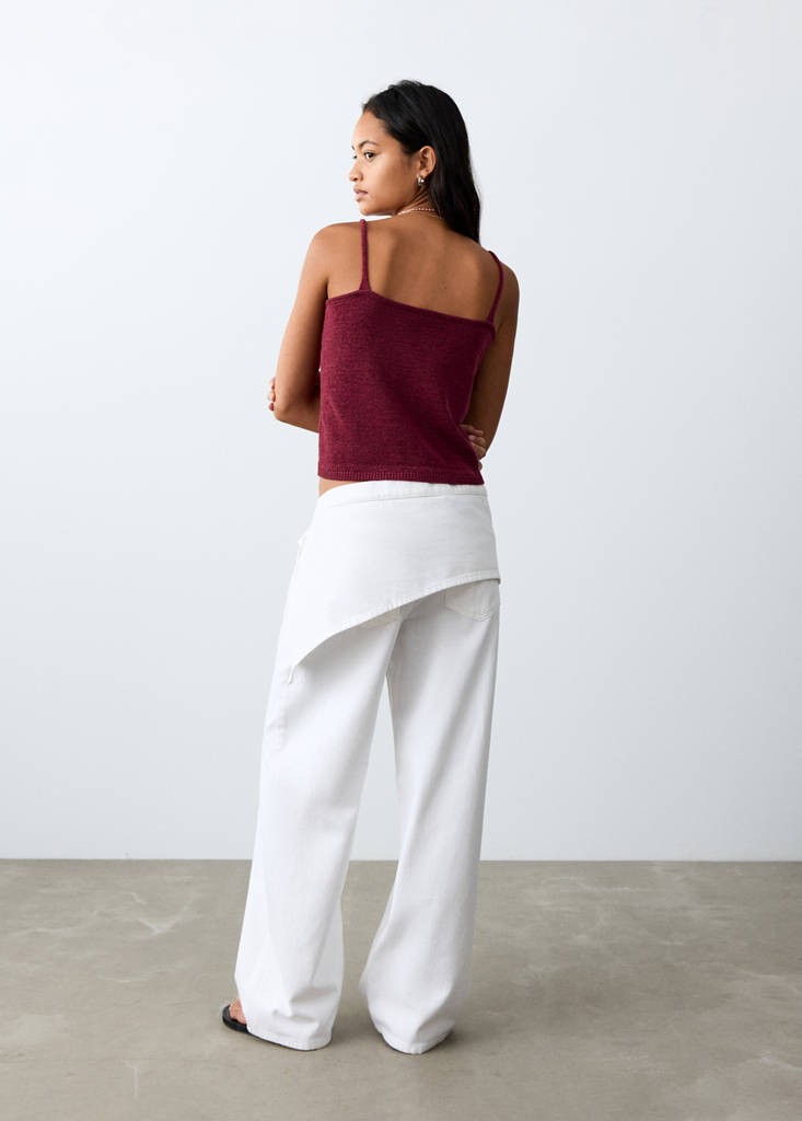 Knit strap top — Maroon