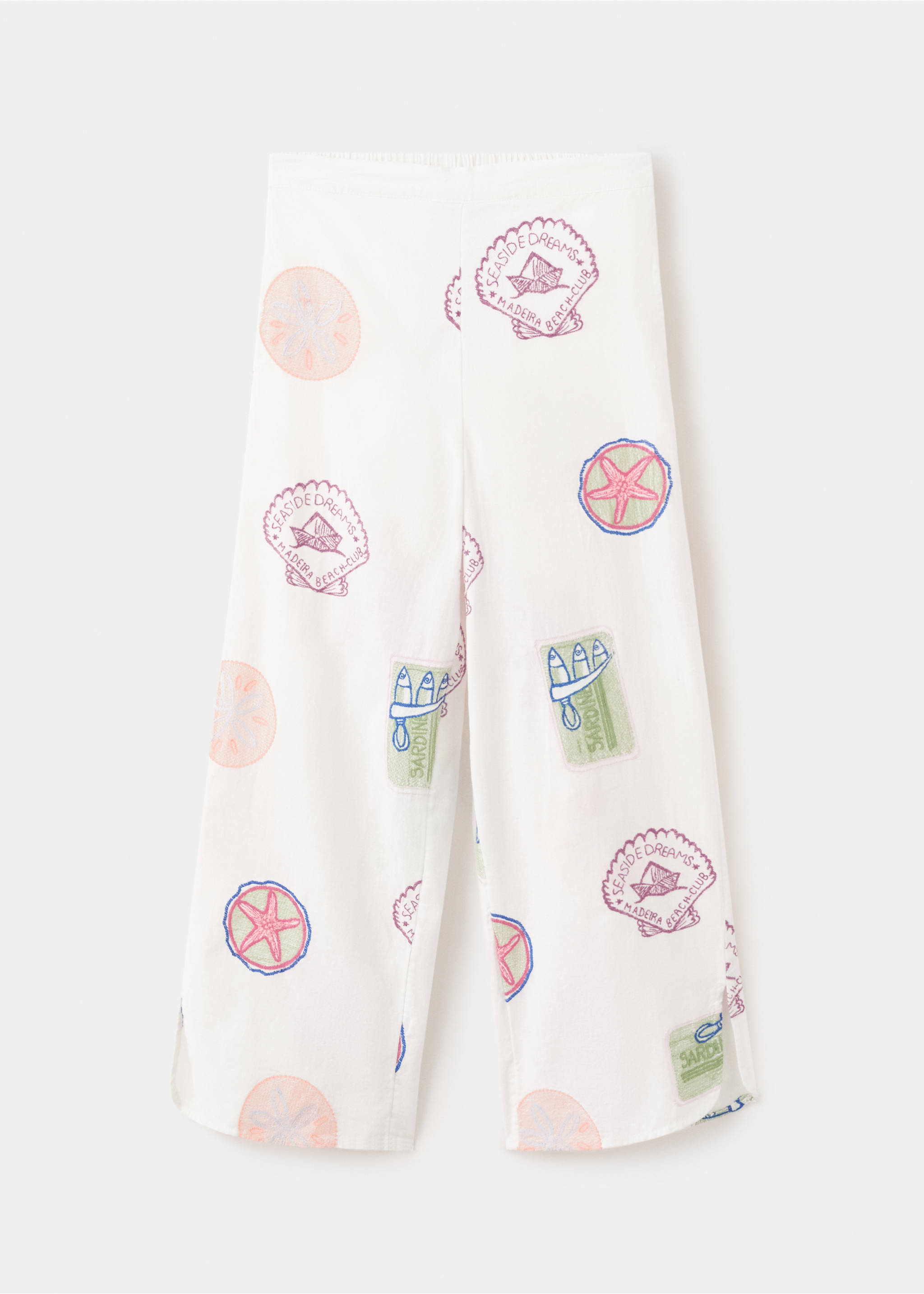 Pantalon avec détails brodés - Article sans modèle, Blanc. Ref: 27056732-00.