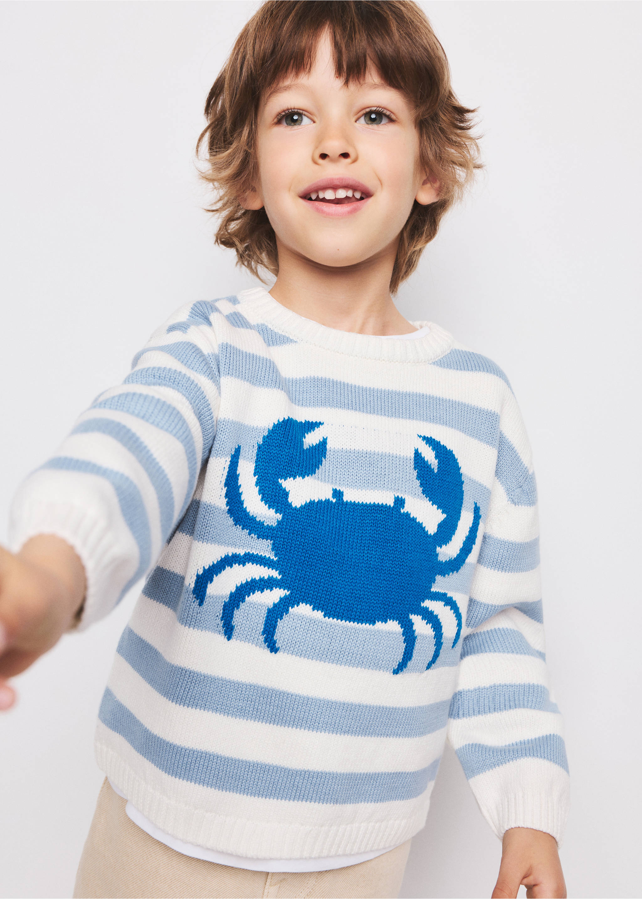 Knit striped sweater - Medium plane, Blue. Ref: 27056733-00.