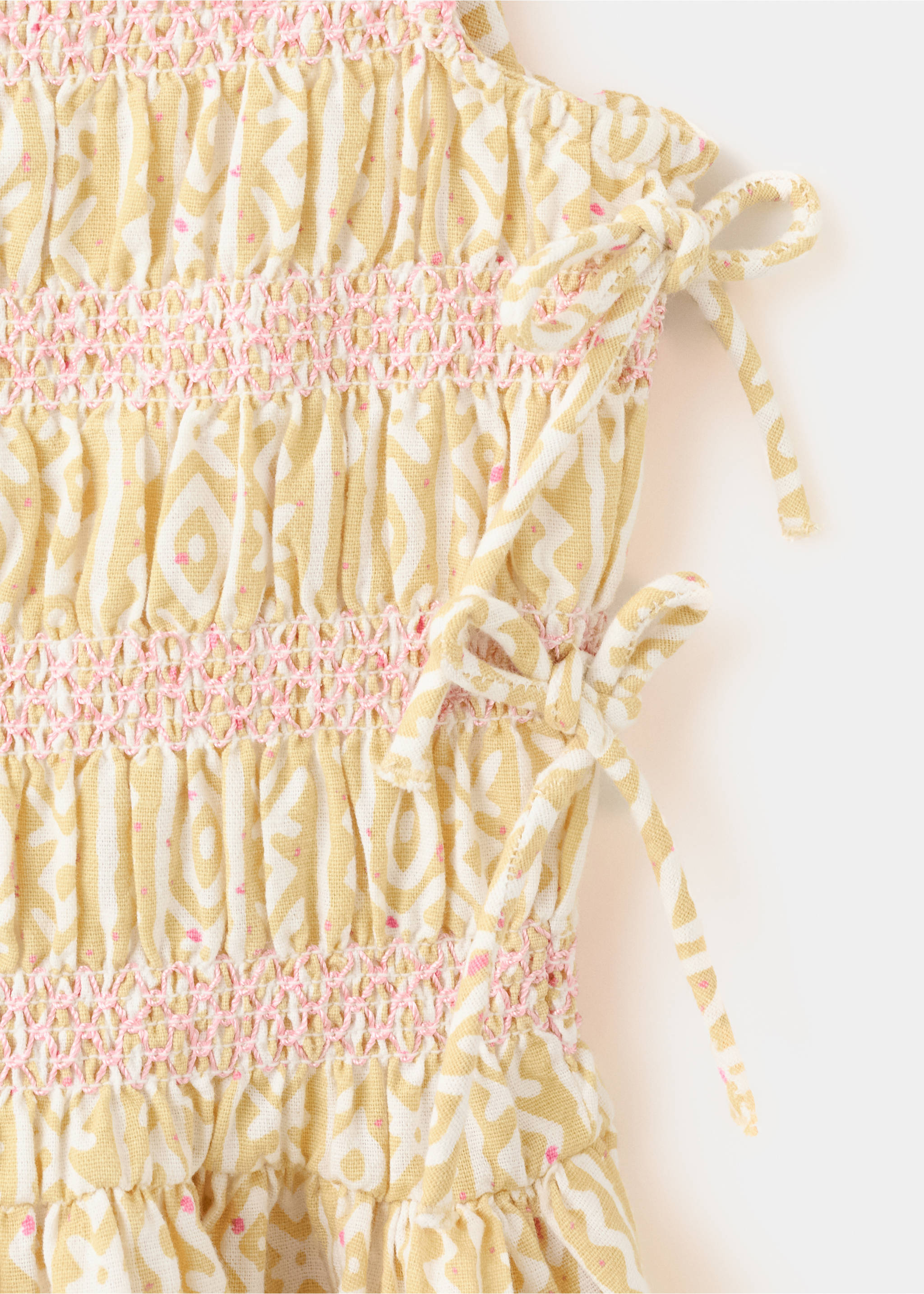 Vestido estampado lazos laterales - Detalle del artículo 0, Crudo. Ref: 27056736-00.