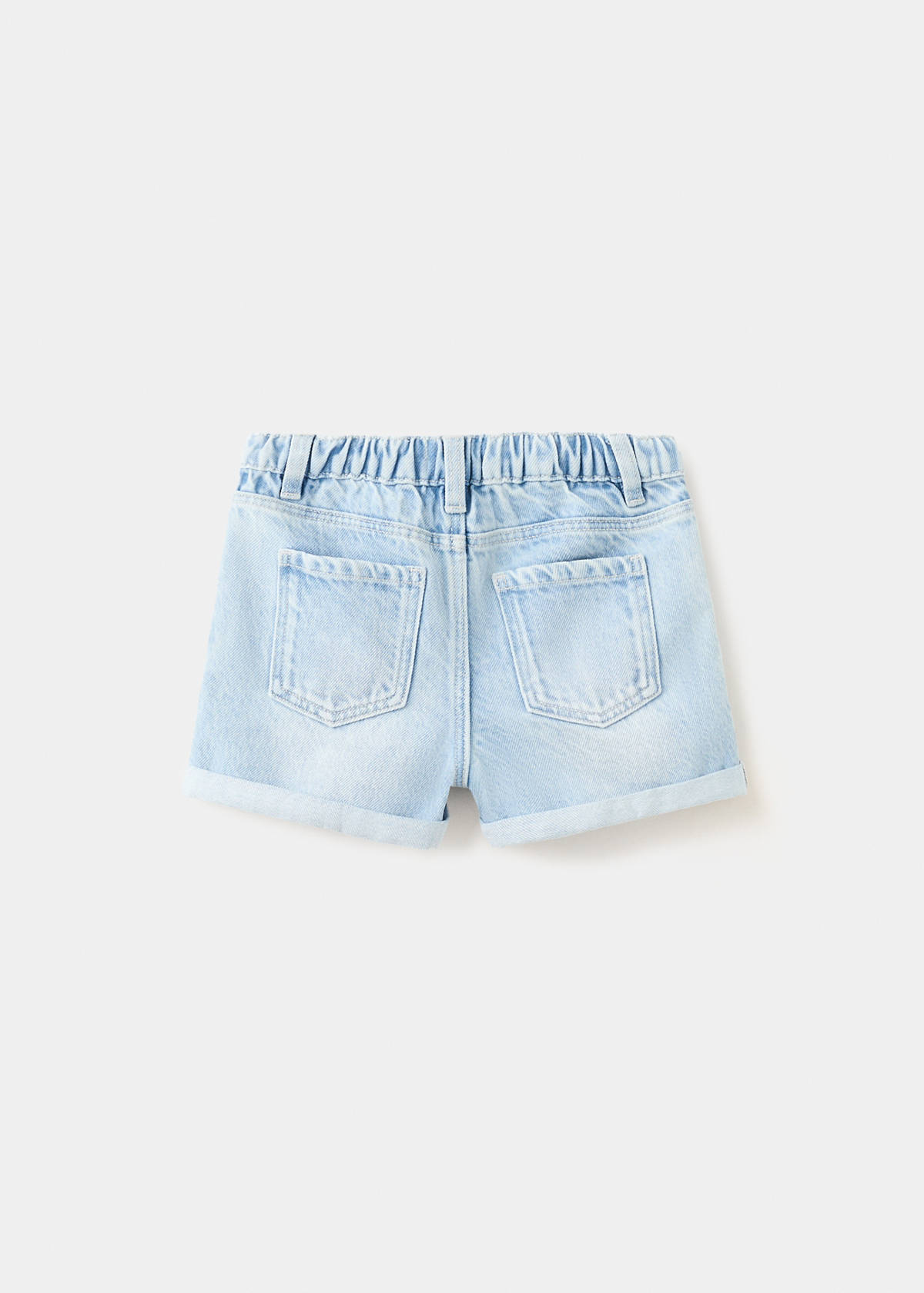 Denim shorts with turned-up hem — Light Blue