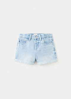 Denim shorts with turned-up hem — Light Blue 2