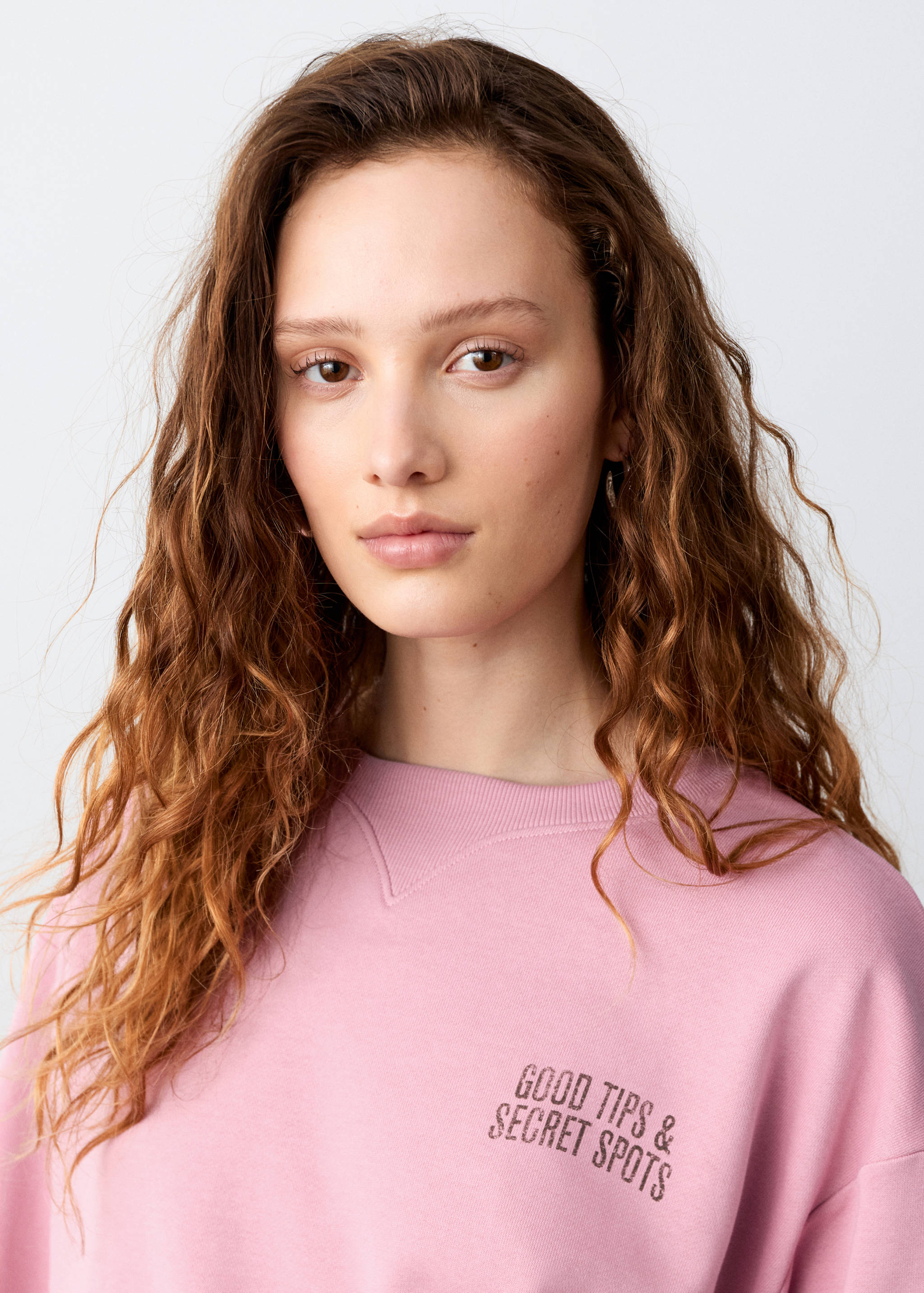 Cotton sweatshirt with text print - Details of the article 1