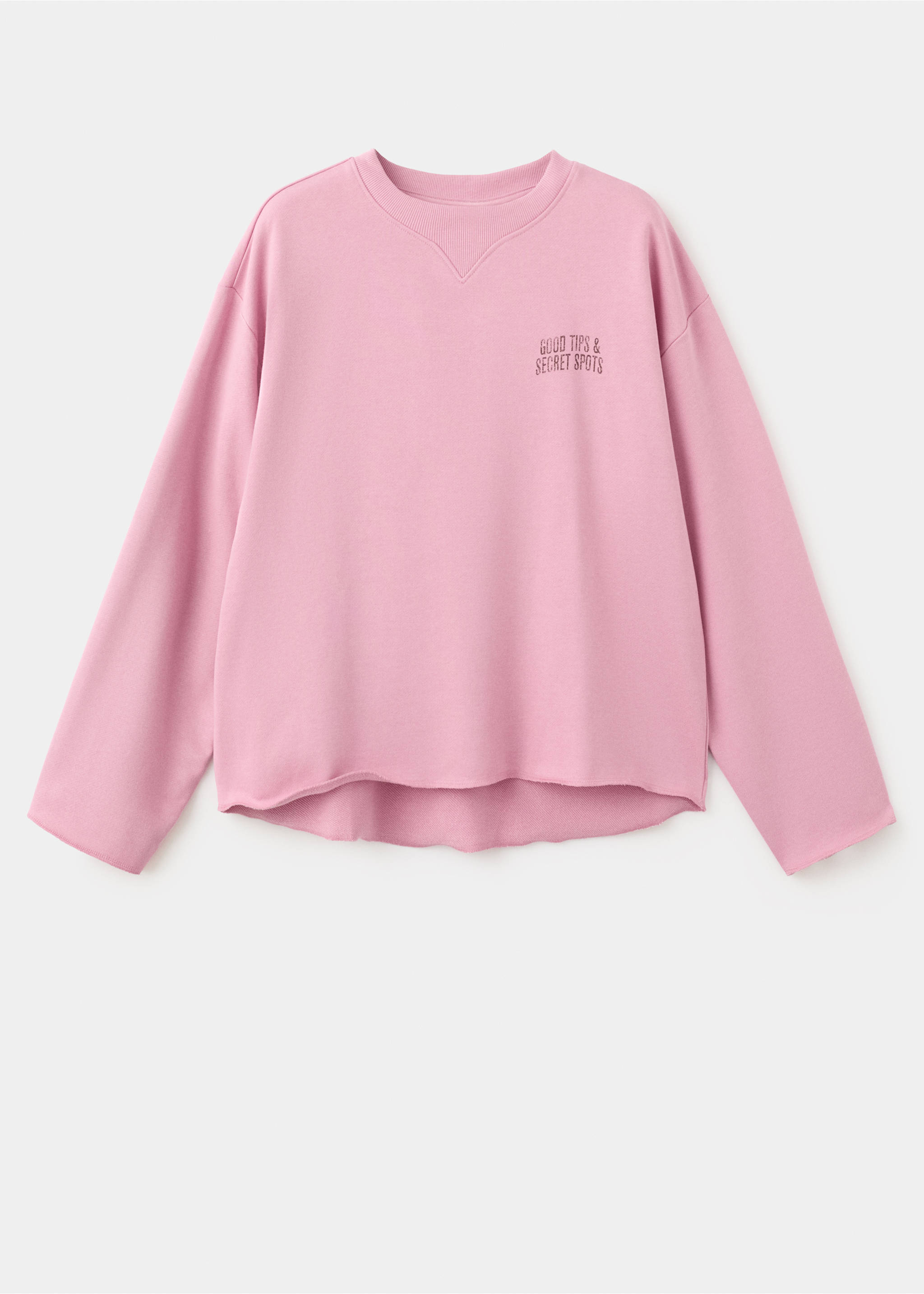 Cotton sweatshirt with text print - Article without model, Pink. Ref: 27056741-00.