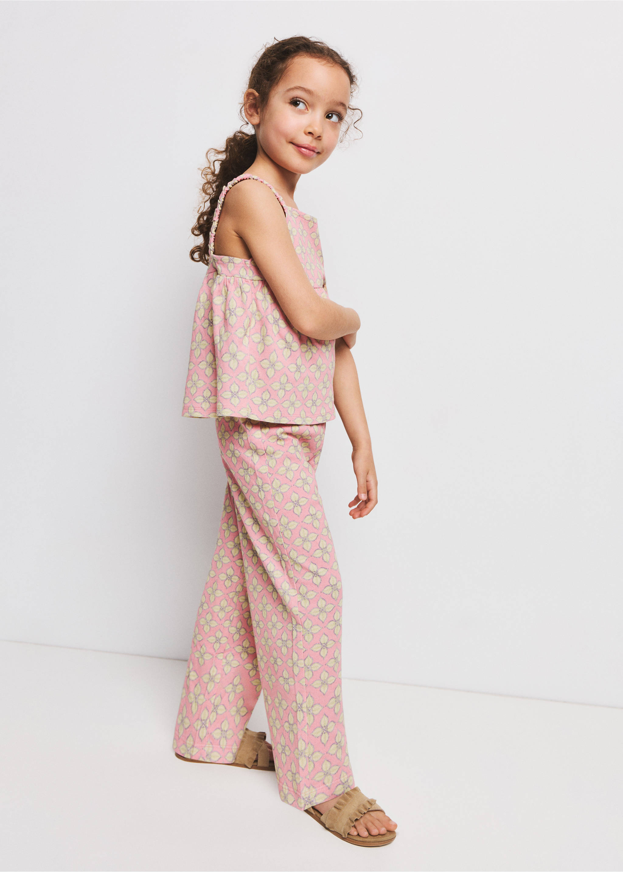 Printed cotton trousers - General plane, Pink. Ref: 27056745-00.