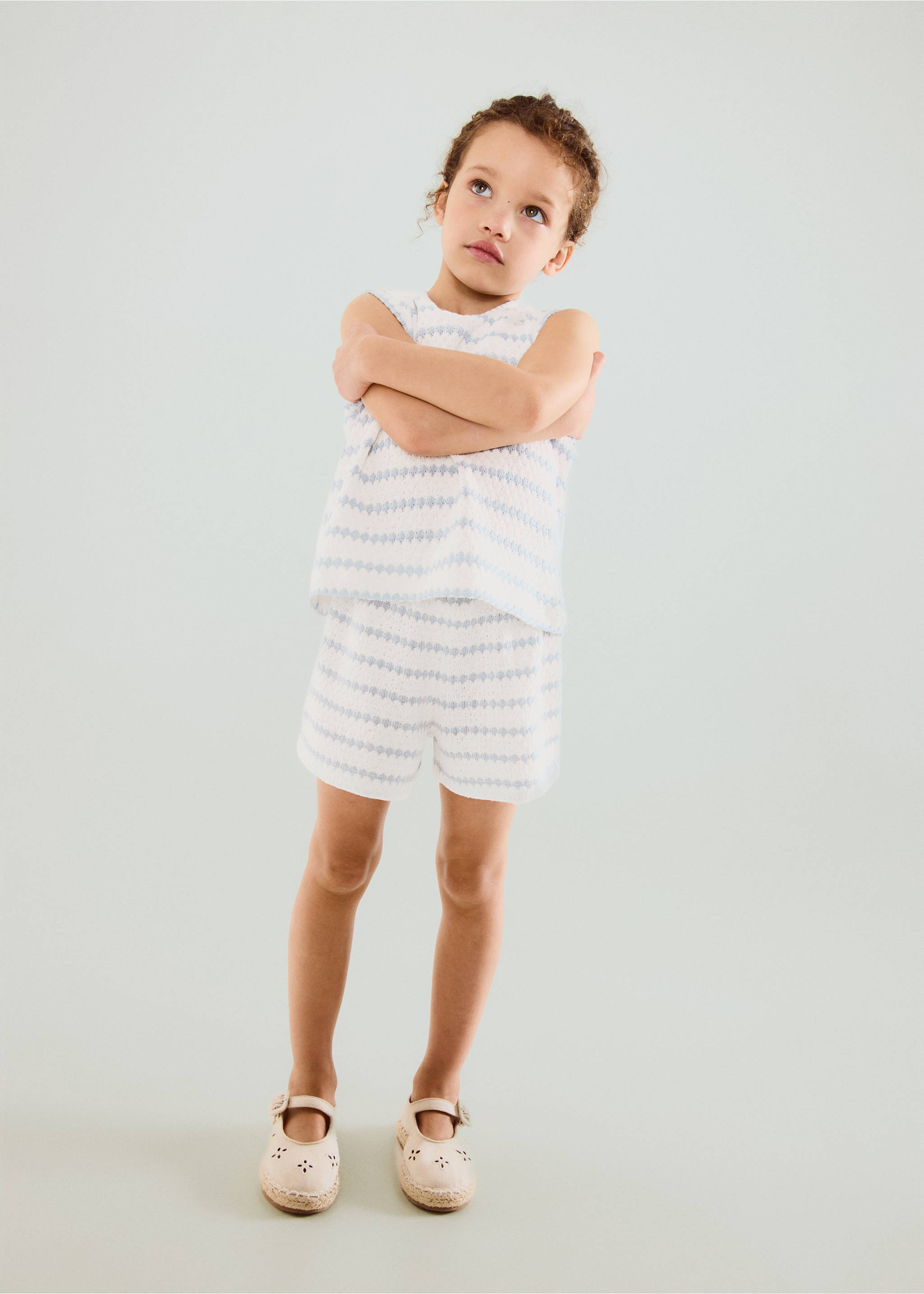 Striped crochet shorts - General plane, Sky Blue. Ref: 27056748-00.