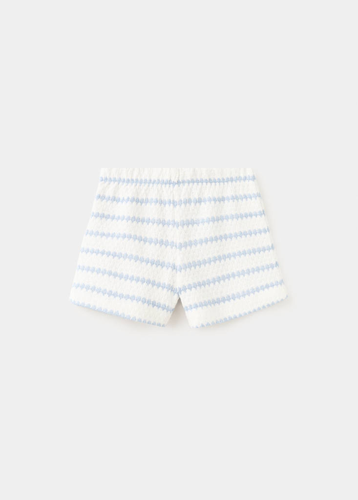 Striped crochet shorts — Sky Blue