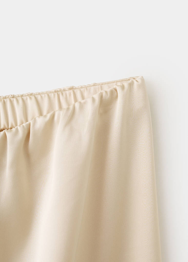 Satin straight-fit trousers — Ecru