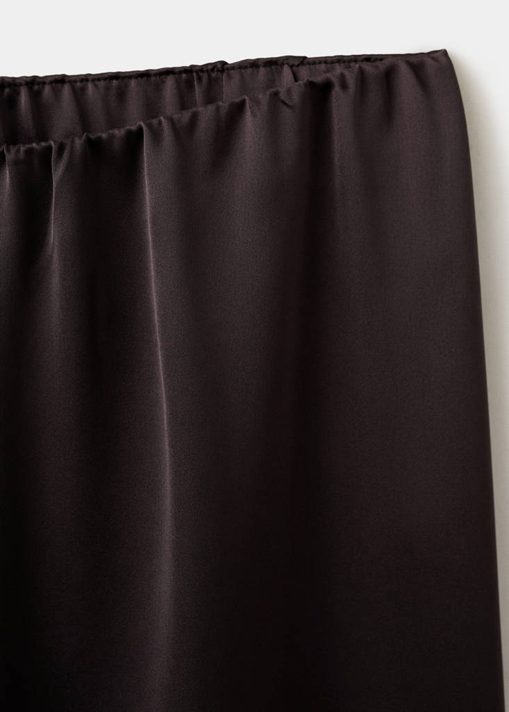 Satin straight-fit trousers — Chocolate