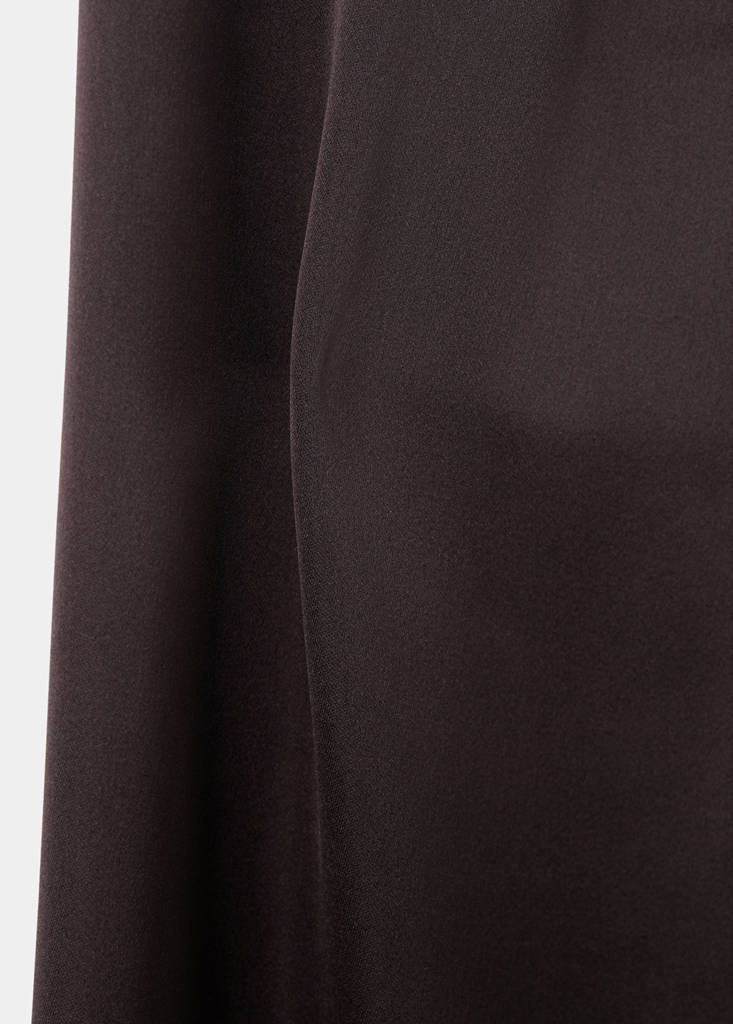 Satin straight-fit trousers — Chocolate