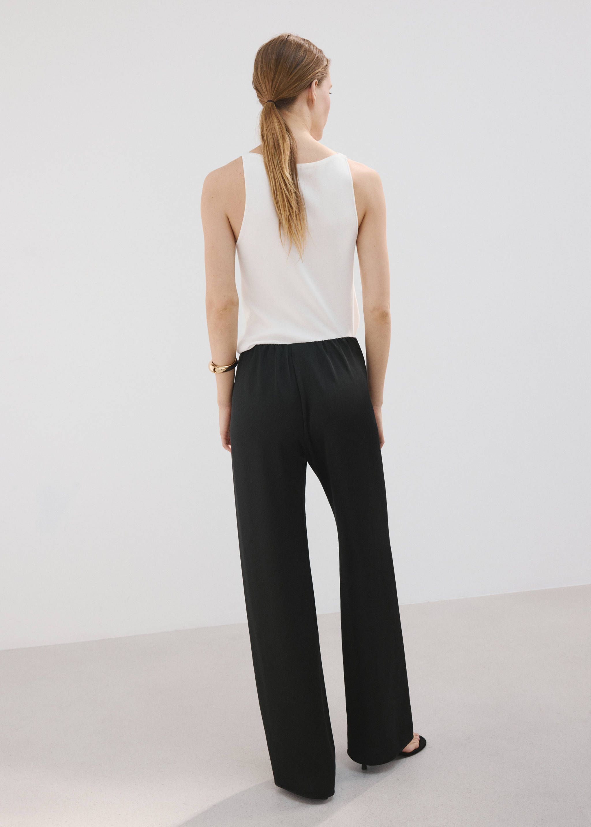Satin straight-fit trousers - Reverse of the article