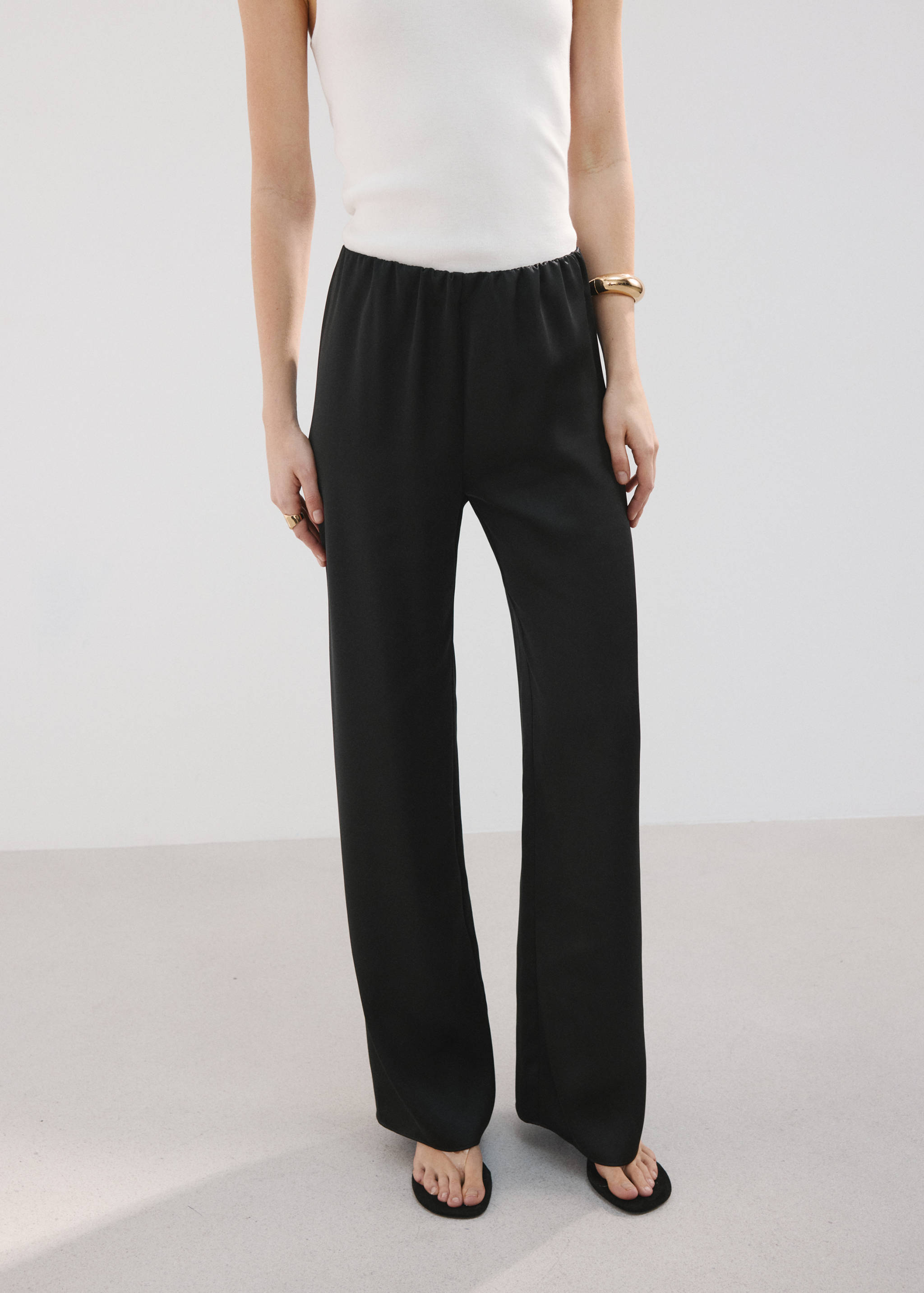 Satin straight-fit trousers - Details of the article 6