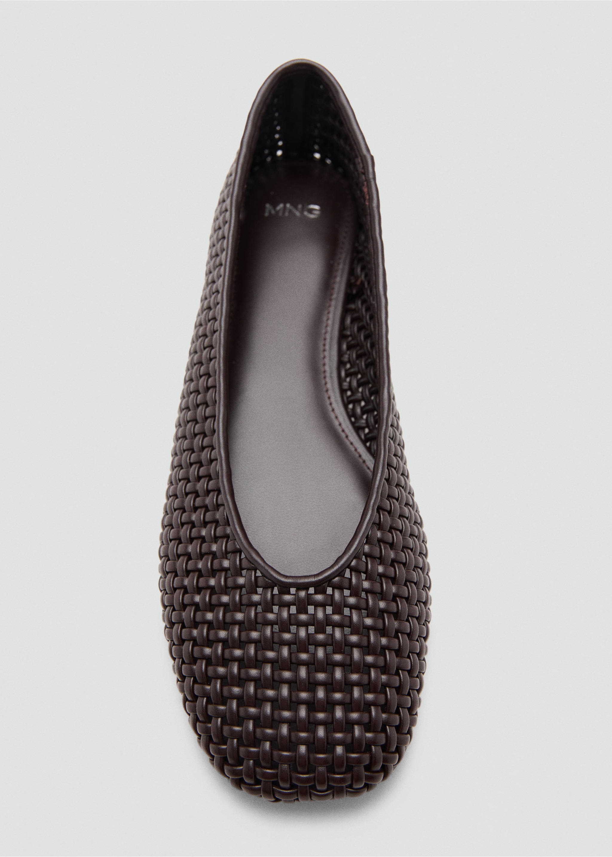 Braided ballerina flat - Details of the article 2, Chocolate. Ref: 27057136-00.
