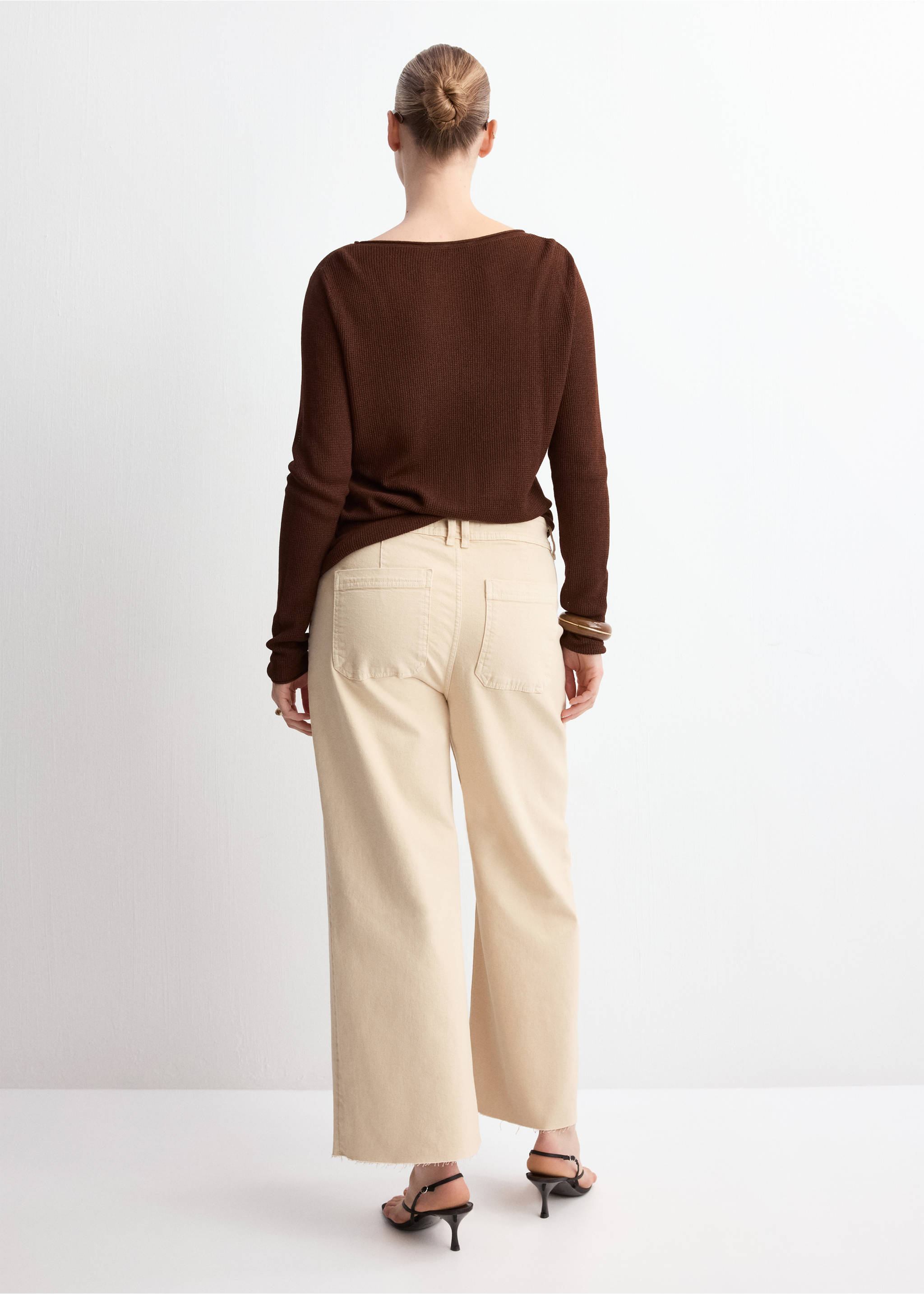 Catherin culotte high-rise jeans - Details of the article 4, Vanilla. Ref: 27057138-00.
