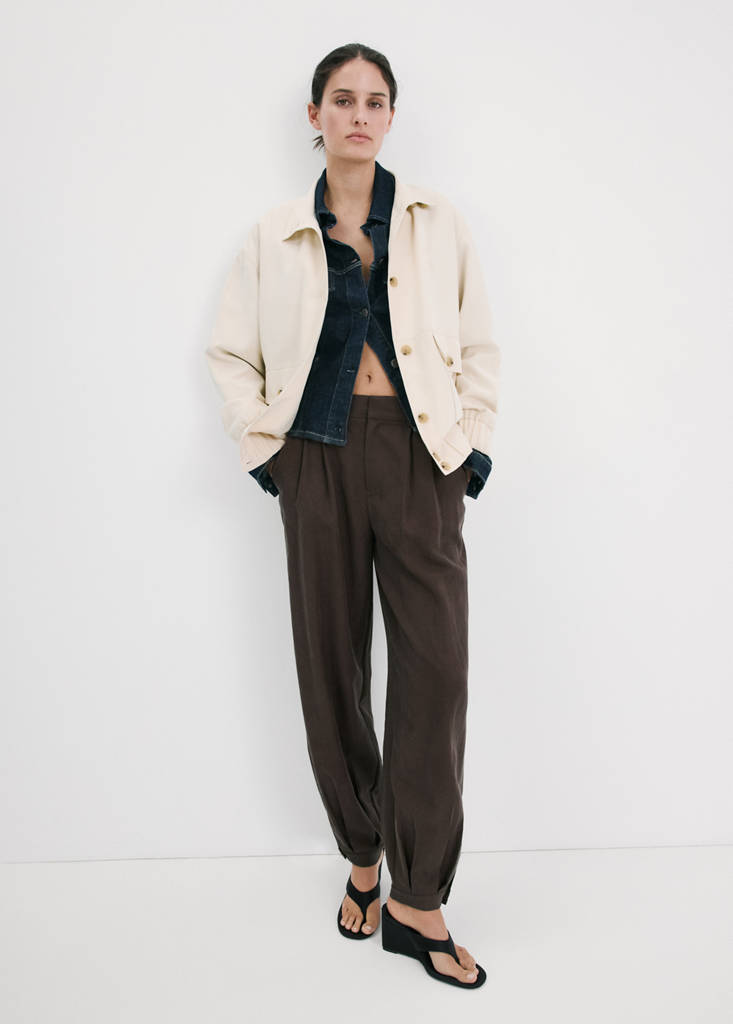 Oversize jacket with pockets — Ecru