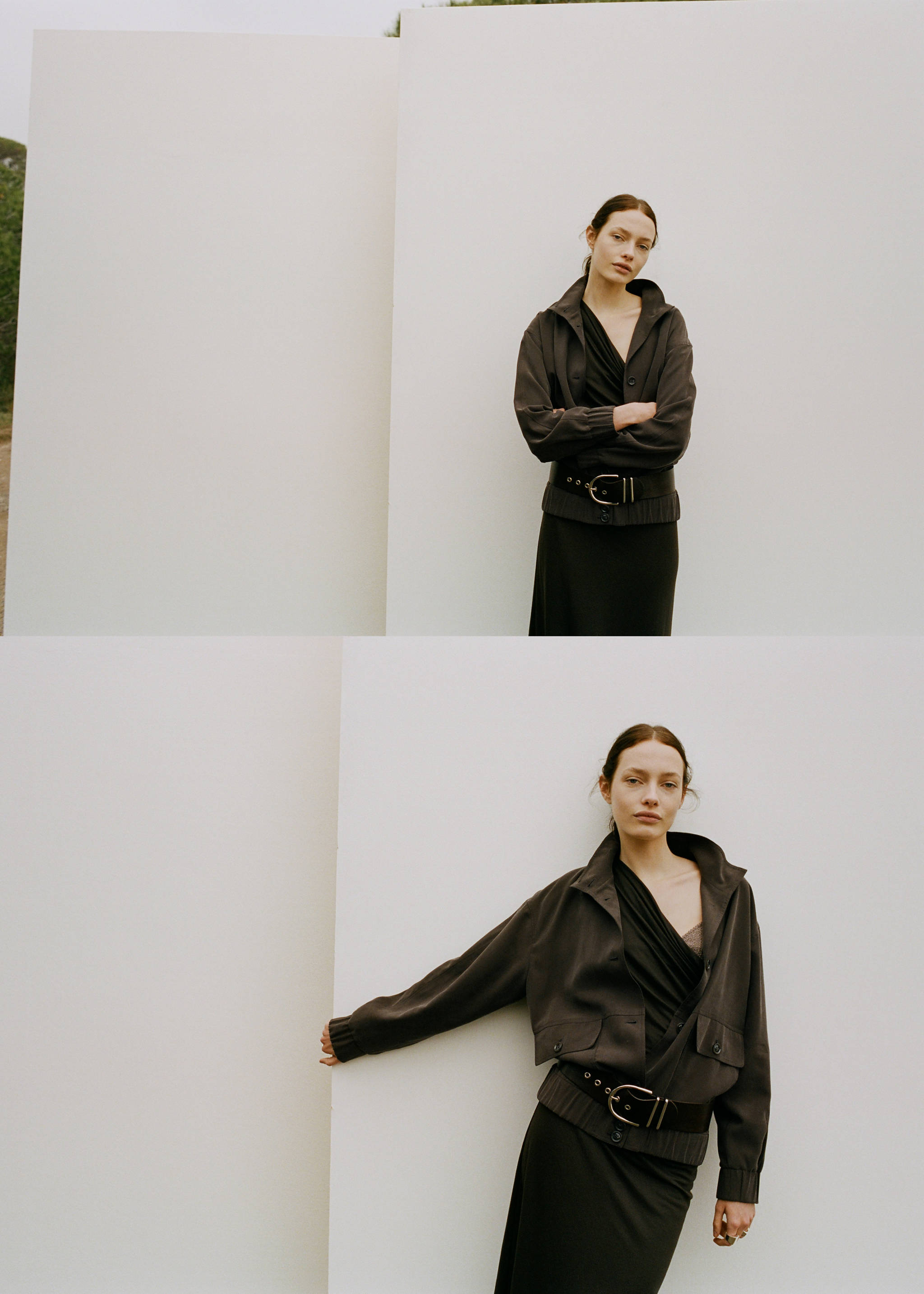 Oversize jacket with pockets - Details of the article 2, Chocolate. Ref: 27057139-00.