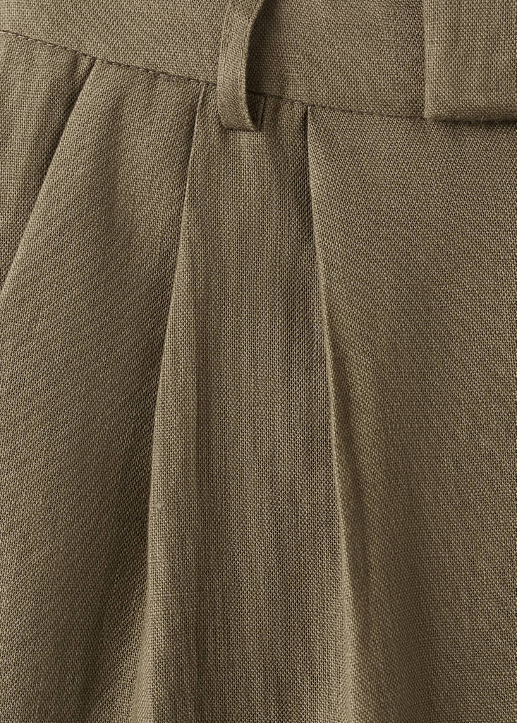 Straight linen-blend trousers — Khaki