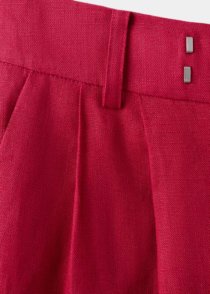 Straight linen-blend trousers — Red