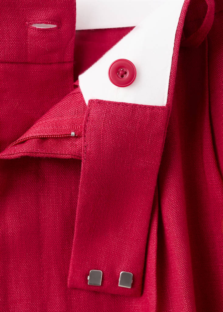 Straight linen-blend trousers — Red