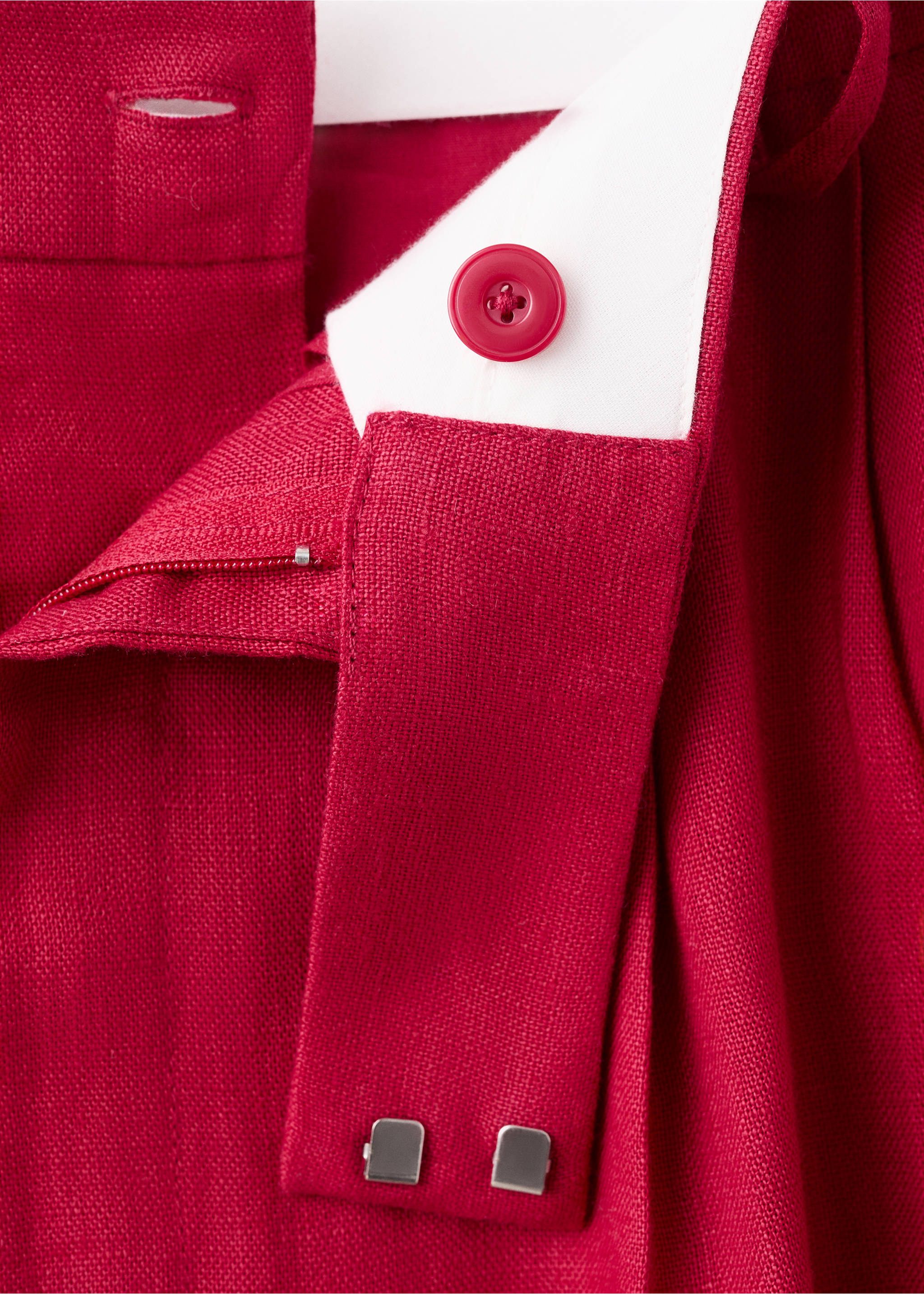 Straight linen-blend trousers - Details of the article 0, Red. Ref: 27057142-00.
