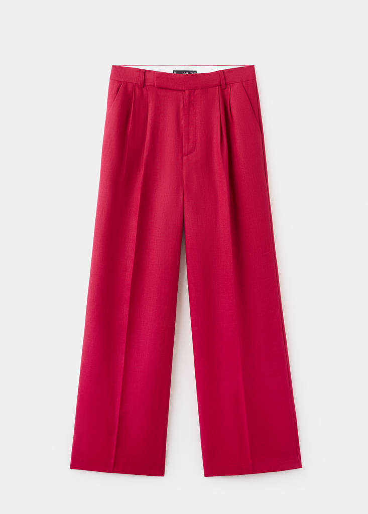 Straight linen-blend trousers — Red