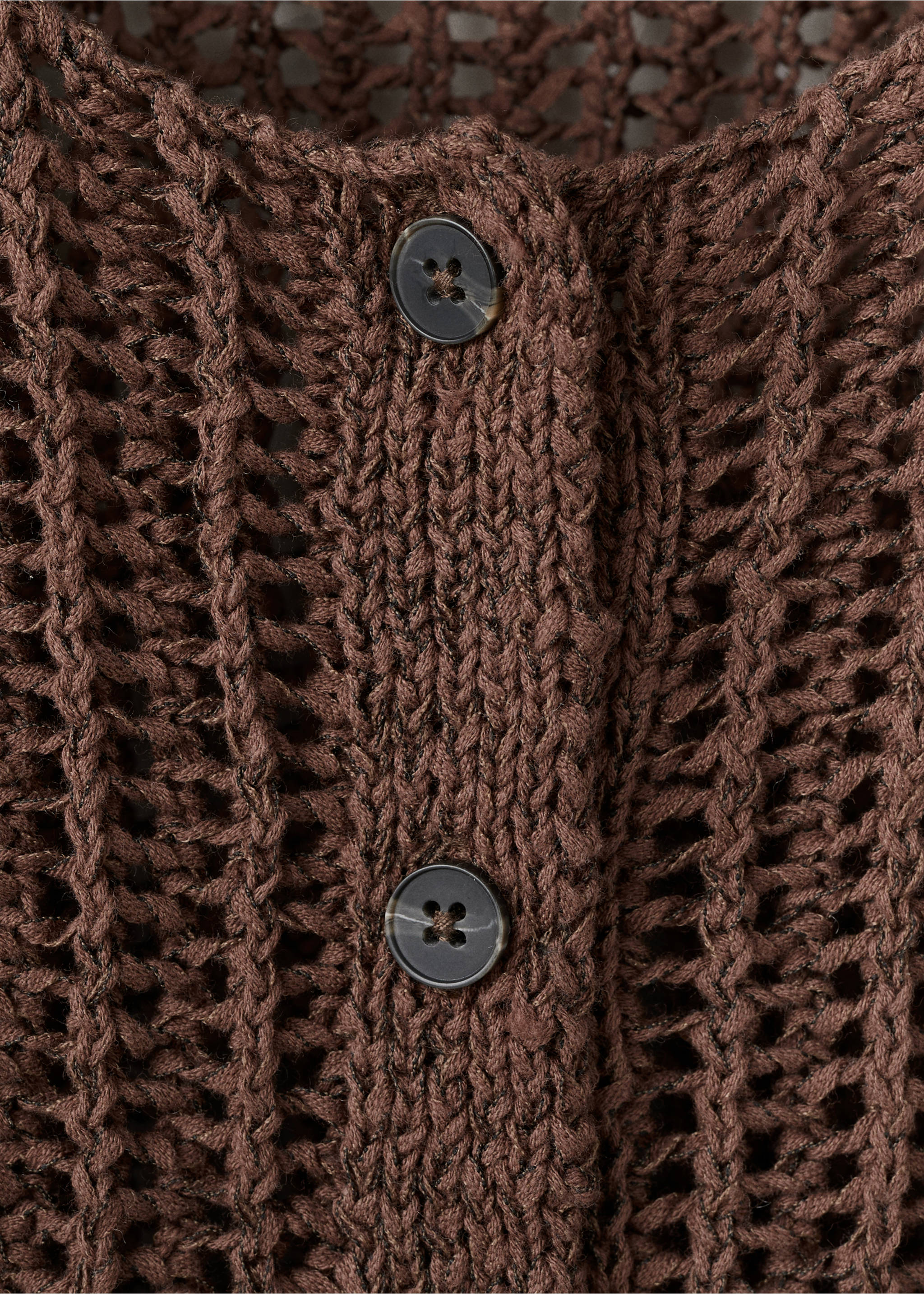 Cardigan crochet manches courtes - Détail de l'article 8, Chocolat. Ref: 27057143-00.